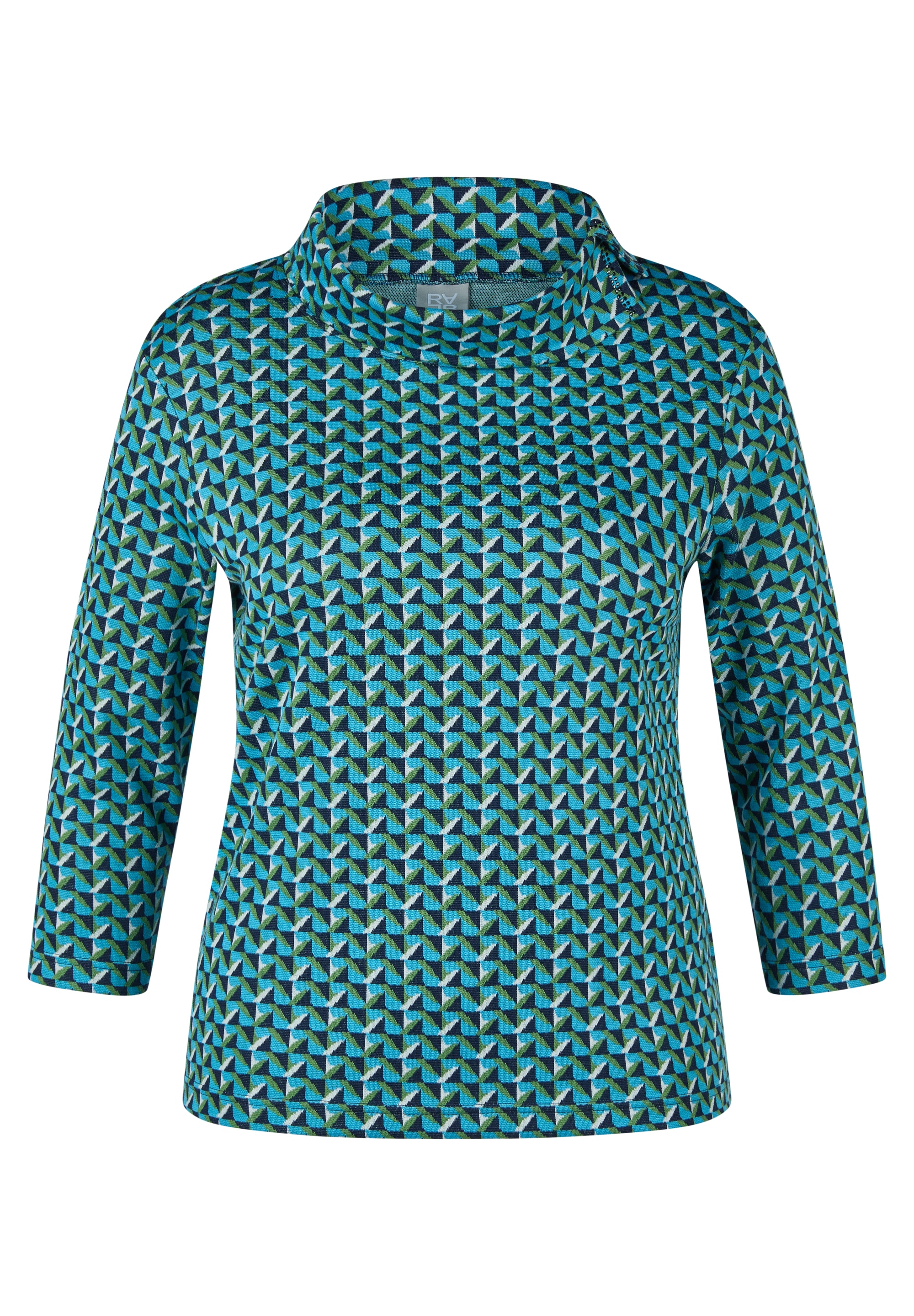 Rabe 3/4-Arm-Shirt , mit geschlitztem Rollkragen und Minimal Print
