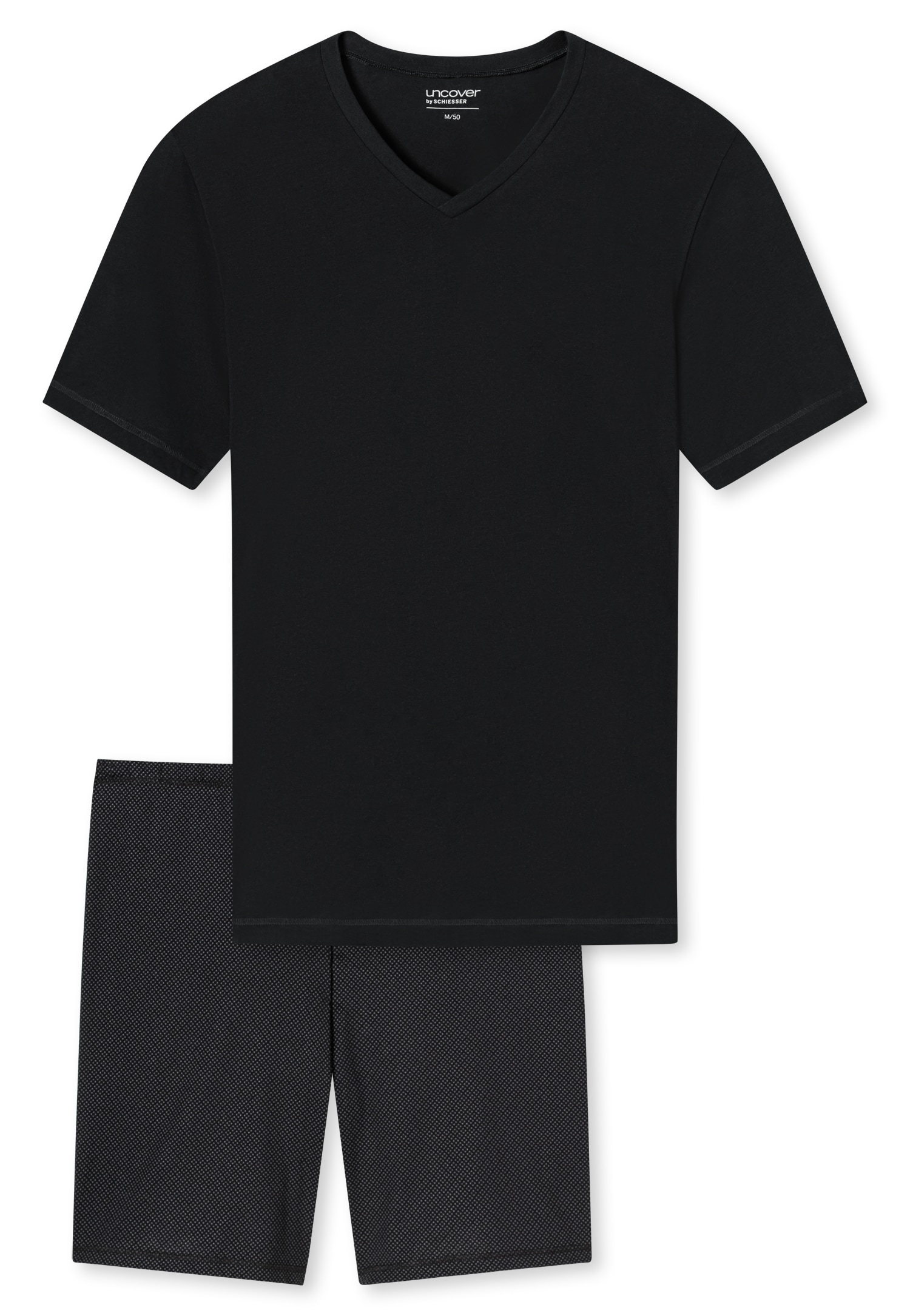 uncover by SCHIESSER Shorty »UNCOVER Nightwear«, (2 tlg.), V-Ausschnitt, Kurzarm, Kurze Hose, Reine Baumwolle, weich