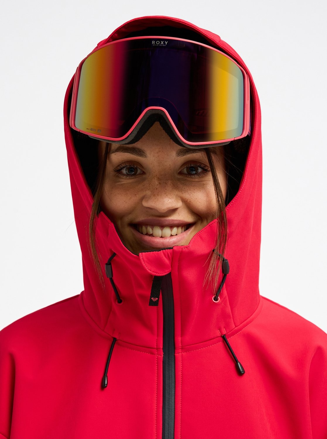 Roxy Skijacke »FROSTBLISHORT SLEEVE SOFTSHELL OVERHEAD« mit Kapuze sportlich, aus Polyester und Elasthan, wasserabweisend, windabweisend