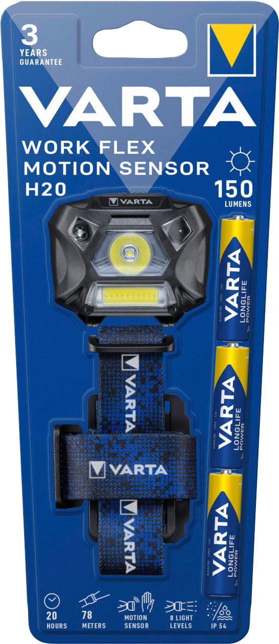 VARTA Stirnlampe »Work Flex Motion Sensor H20«