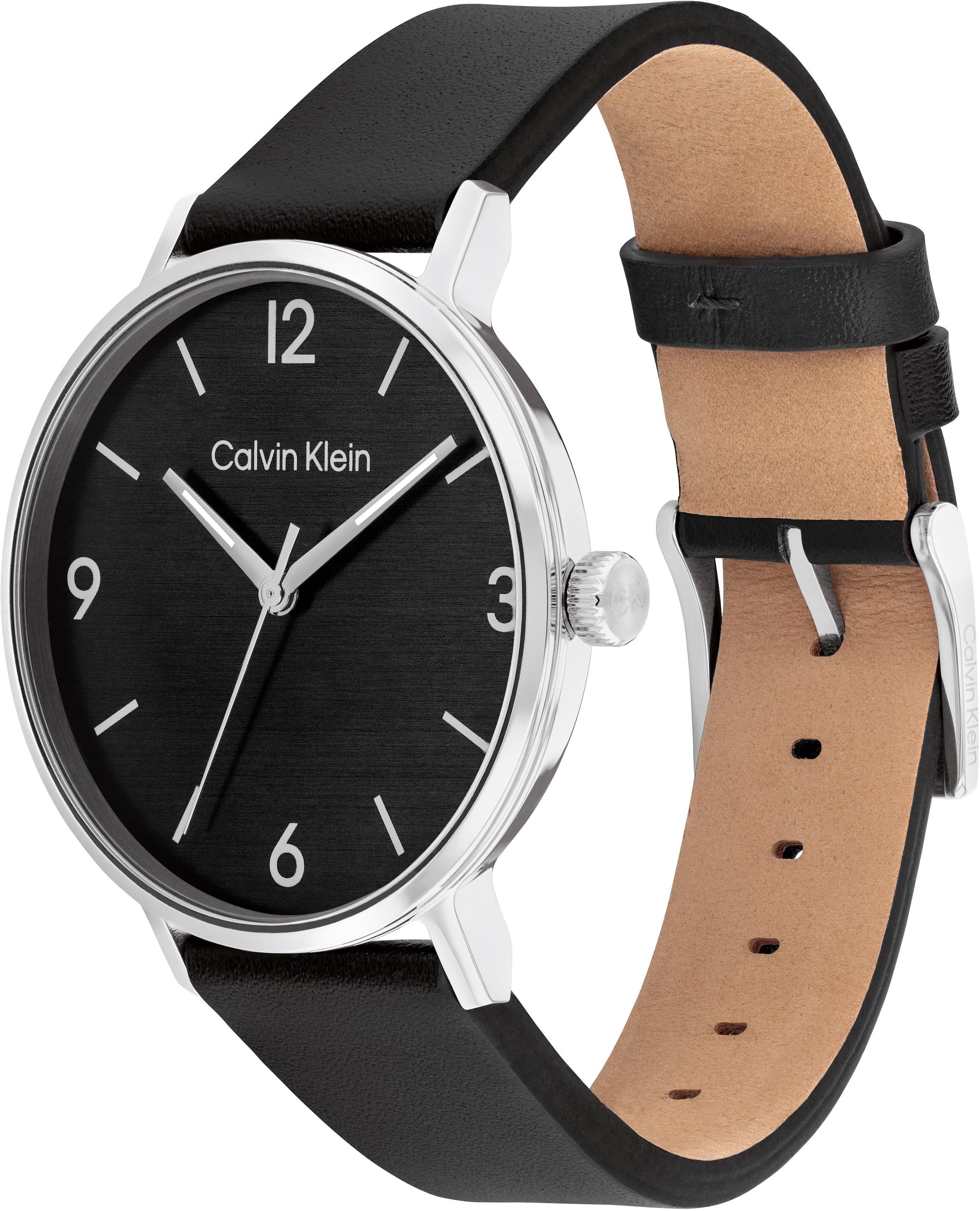 Calvin Klein Quarzuhr »MODERN«, Armbanduhr, Herrenuhr, Lederarmband, Mineralglas, analog