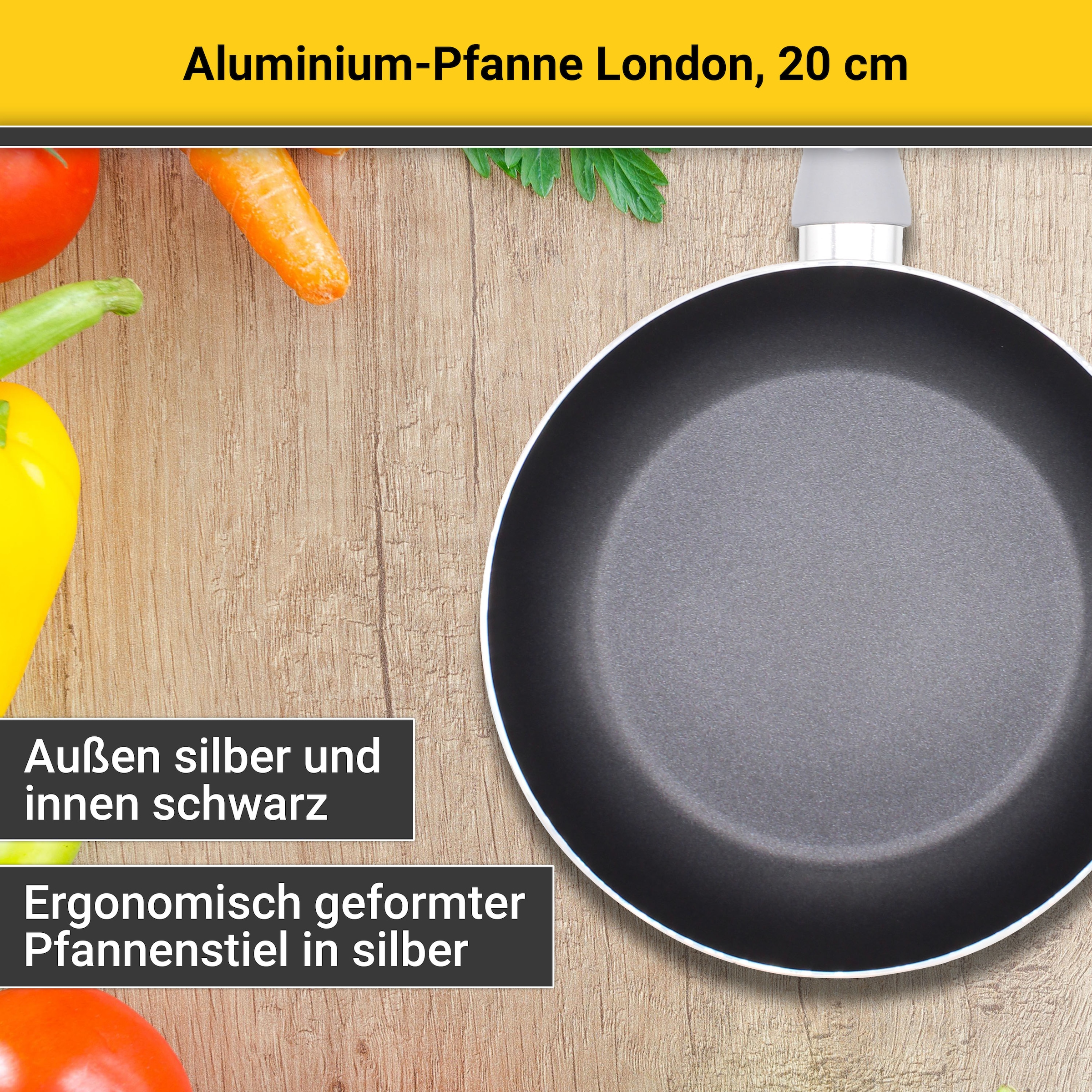 Krüger Bratpfanne »Aluminium Pfanne London« Aluminium 1 Stk. tlg. für Induktions-Kochfelder geeignet