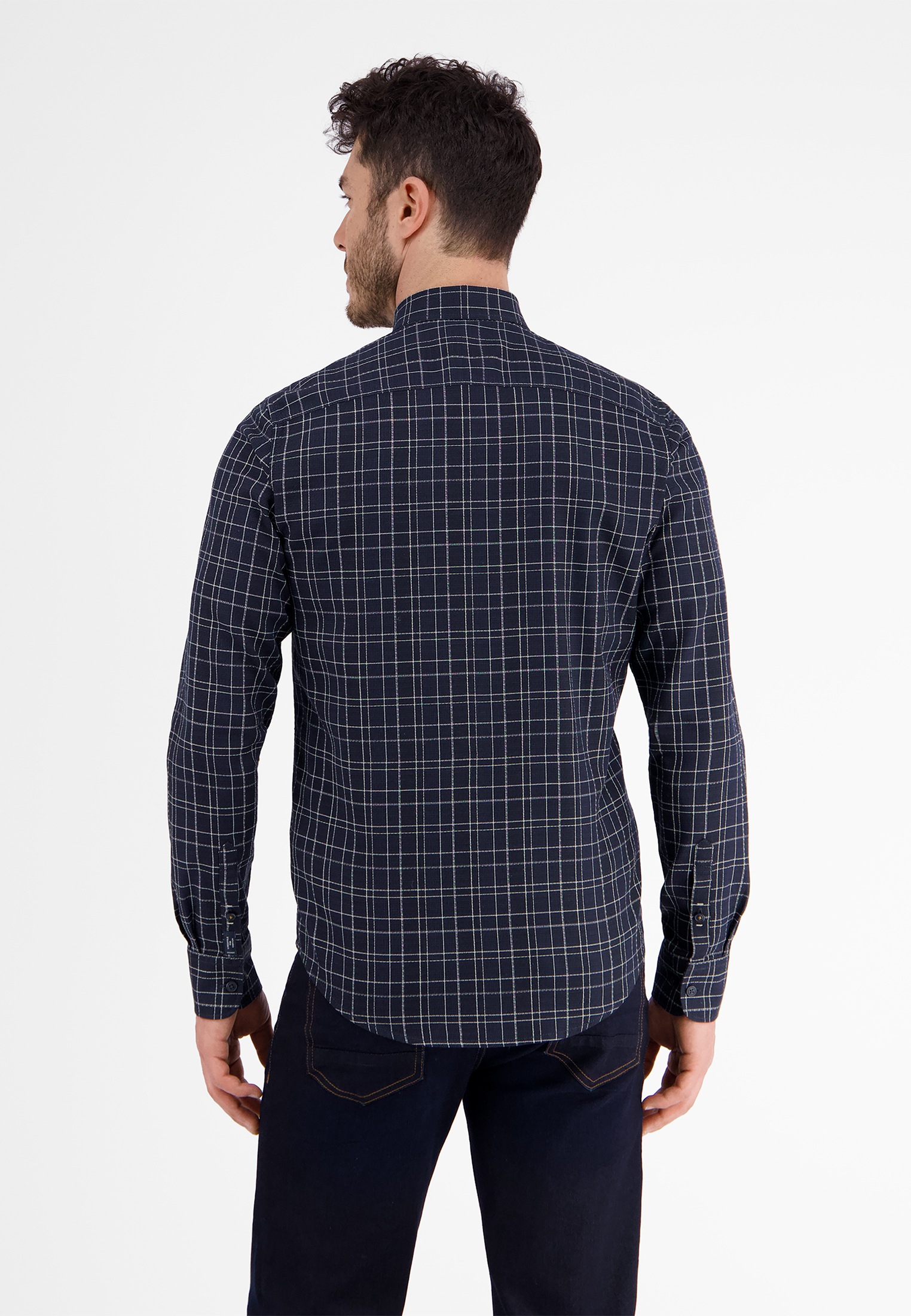 LERROS Langarmhemd »Karohemd in Dobby-Struktur«