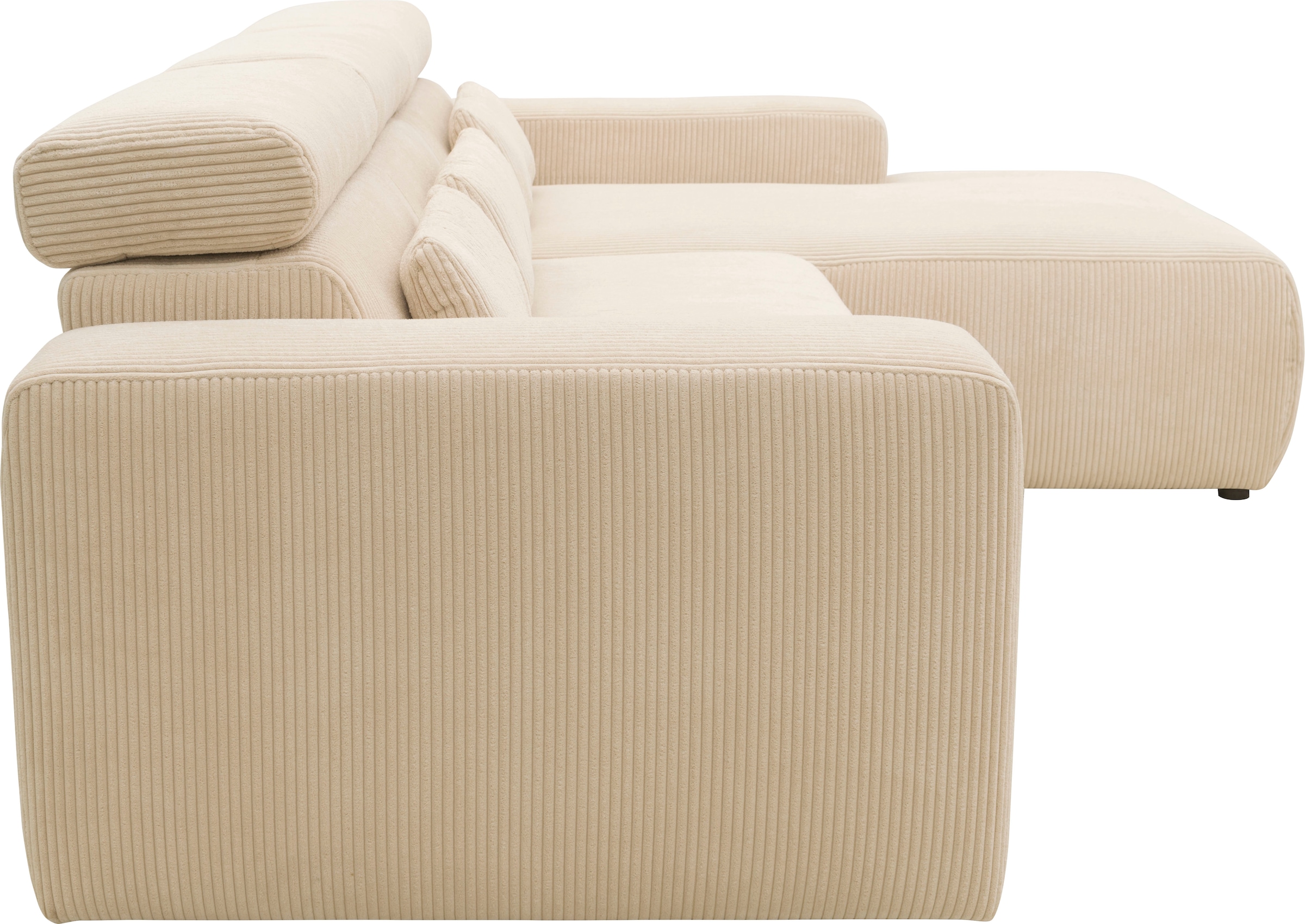 DOMO collection Ecksofa »Brandon B/T: 289/177 cm, belastbar bis 140kg/ Sitz, L-Form«, ohne Sitztiefenverstellung, Cord, creme