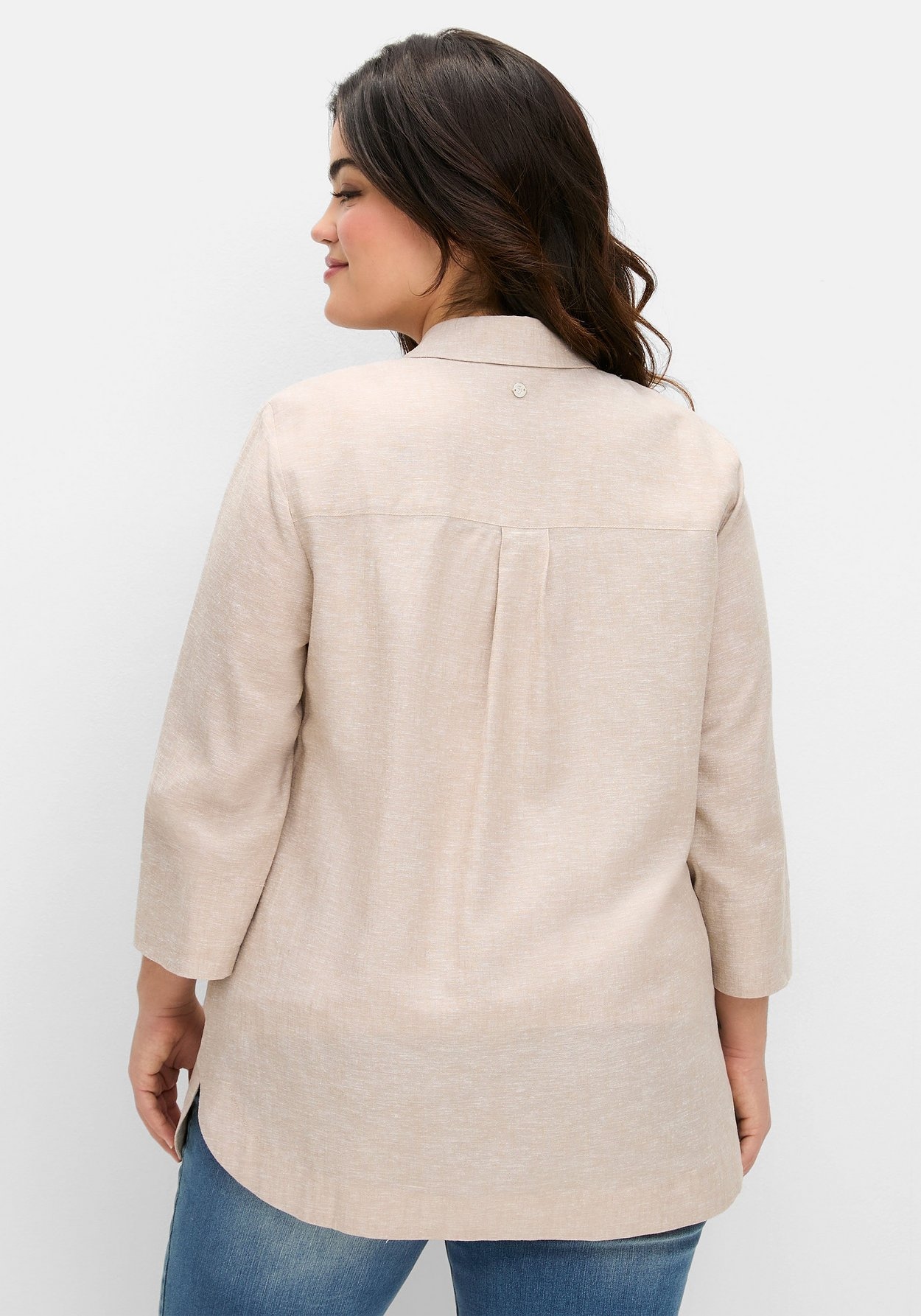Sheego Hemdbluse »Hemdbluse im Leinen-Mix, mit feinen Streifen«