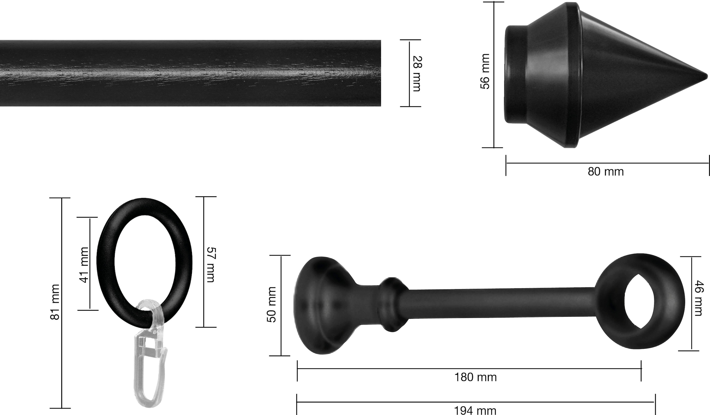 Gleiter Kunststoff, Ringe/2 Gardinenstange Lauf läufig-läufig, »SEMARA«, mit Vorhanggarnitur, Wunschmaßlänge, GARESA verlängerbar, 2