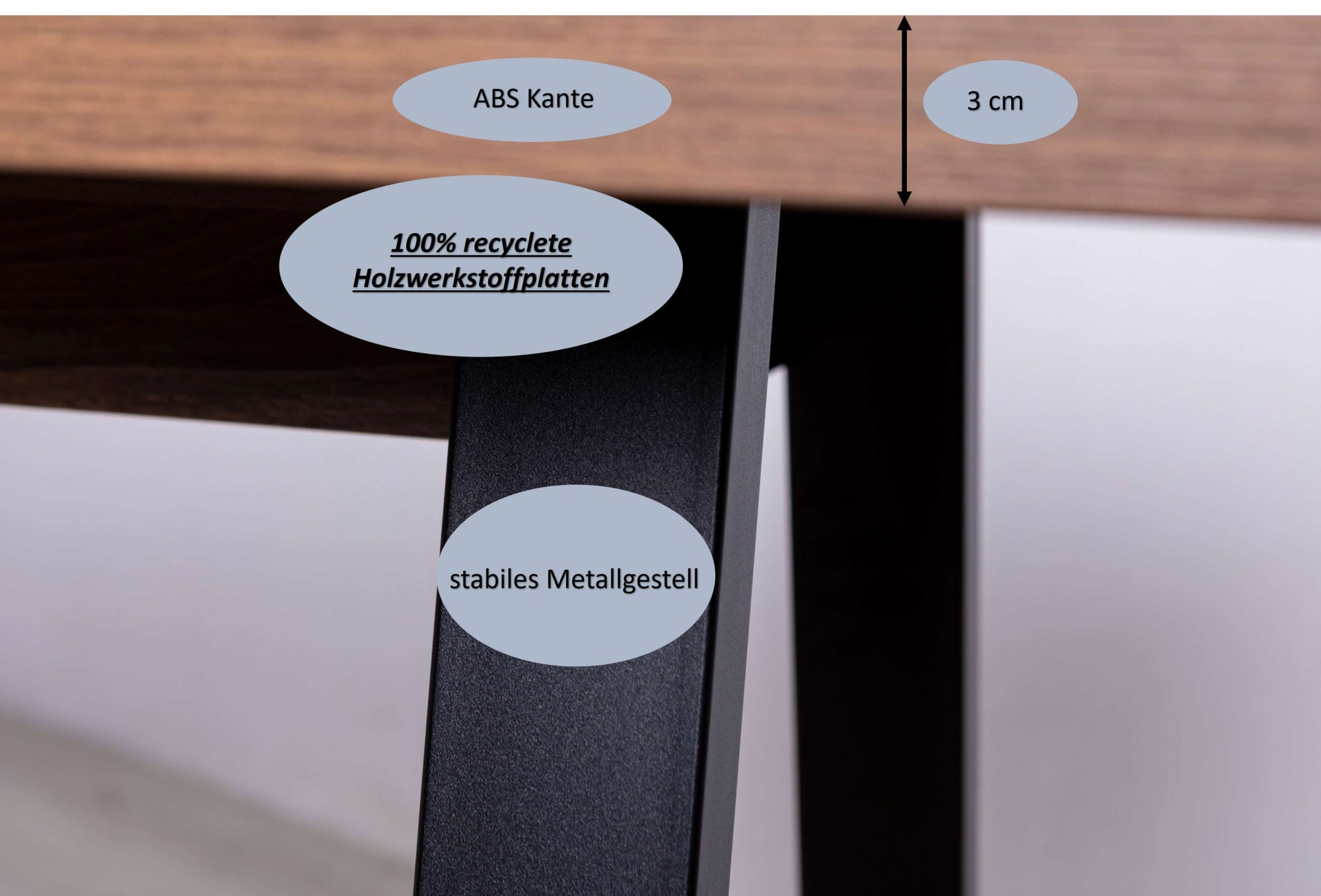 Composad Eckschreibtisch »Davinci, mit 3 Schubladen, 2 offenen Fächern,«, Maße (B/T/H): 171,5x144x75 cm, 100% recyceltes Holz, Made in Italy