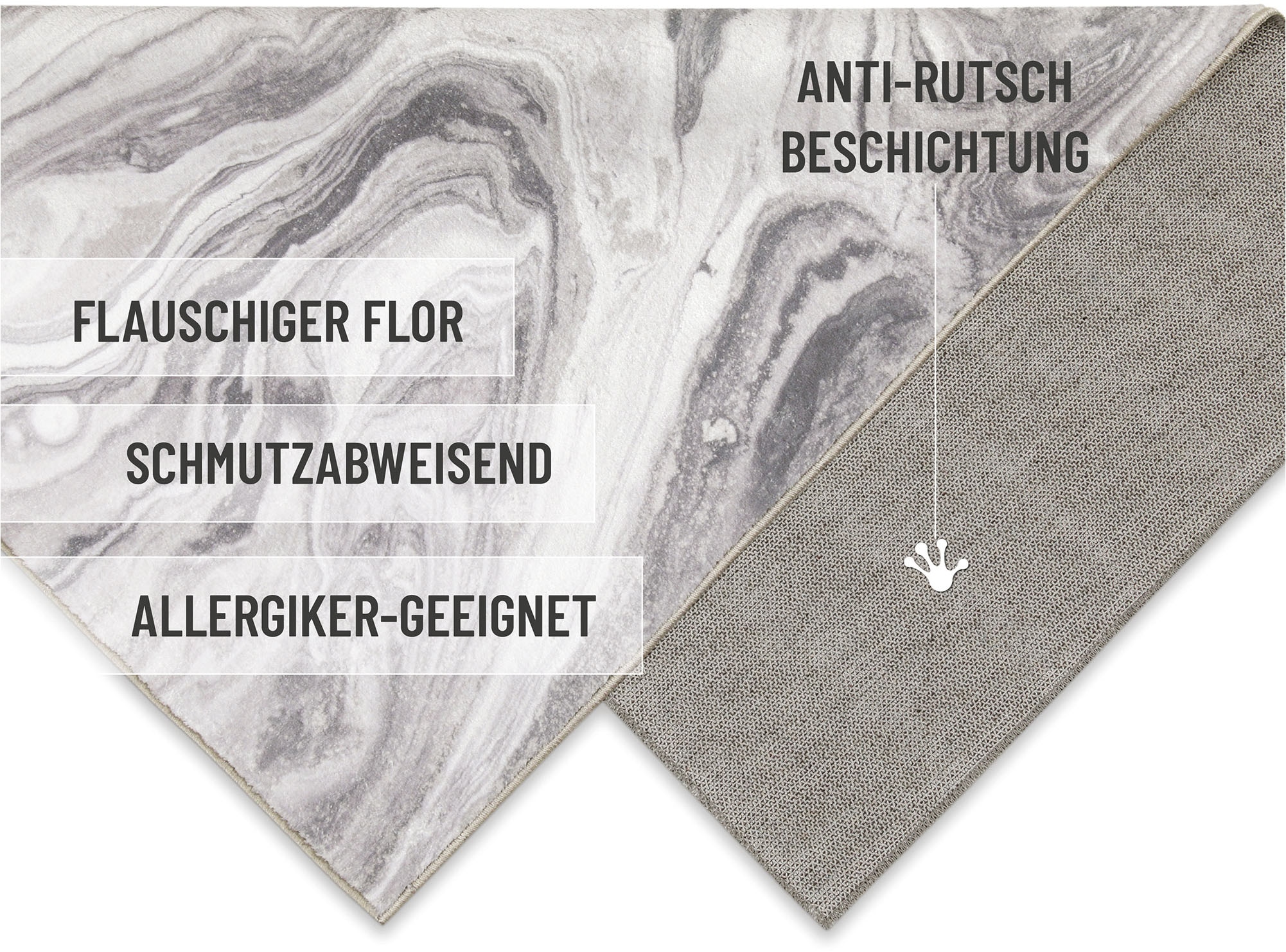 Wecon home Badematte »Jani« Höhe 5 mm Marmor Design, waschbar, rutschfest, schnell trocknend, Badteppich