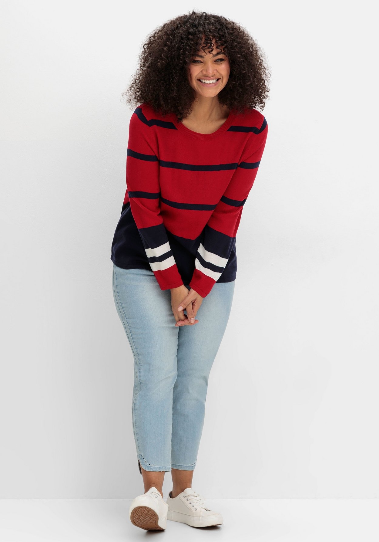 Sheego Rundhalspullover »Pullover im Colourblocking-Streifenmix«