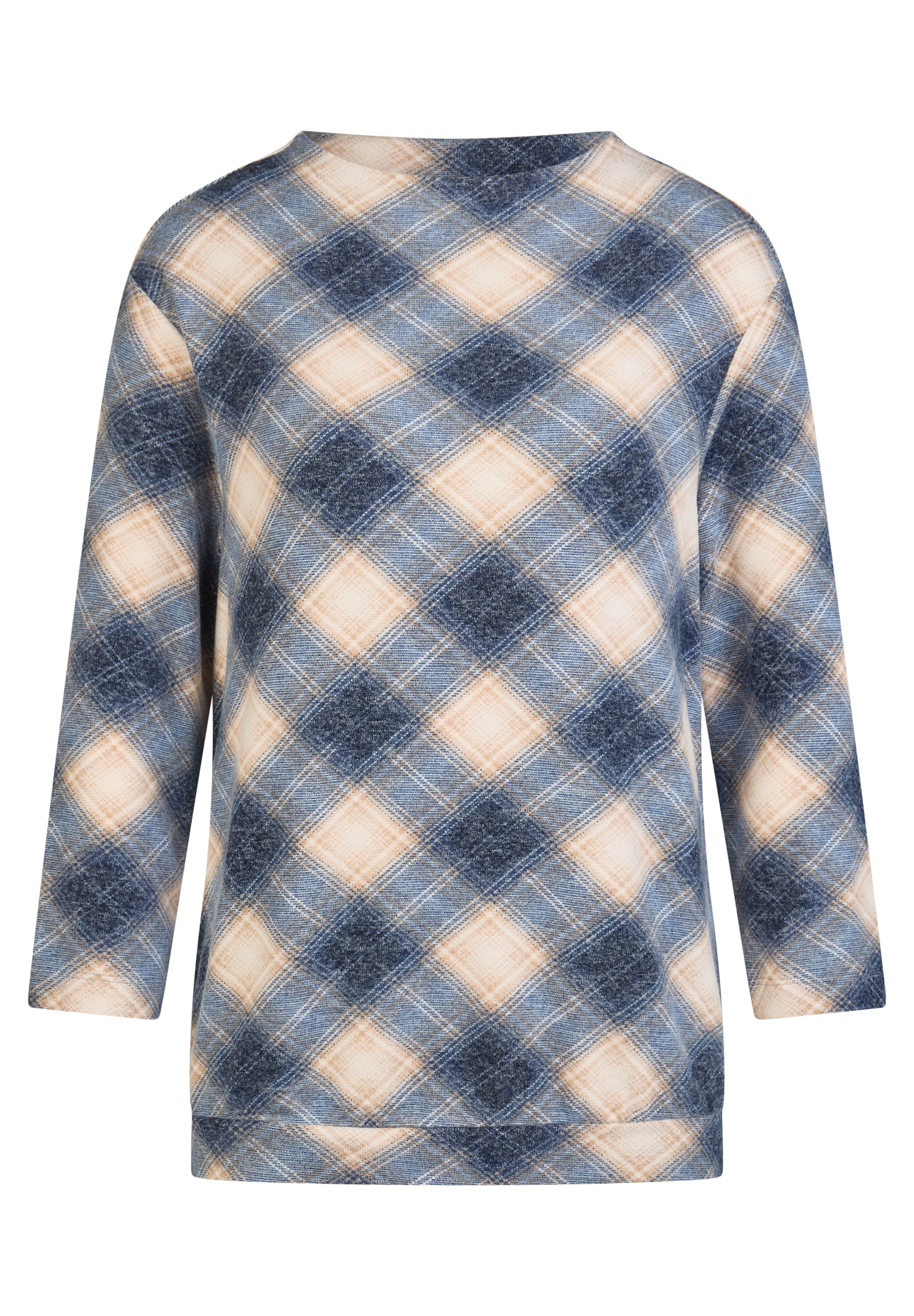 Rabe Langarmshirt im Karo-Look und mit  Viskose/Stretch