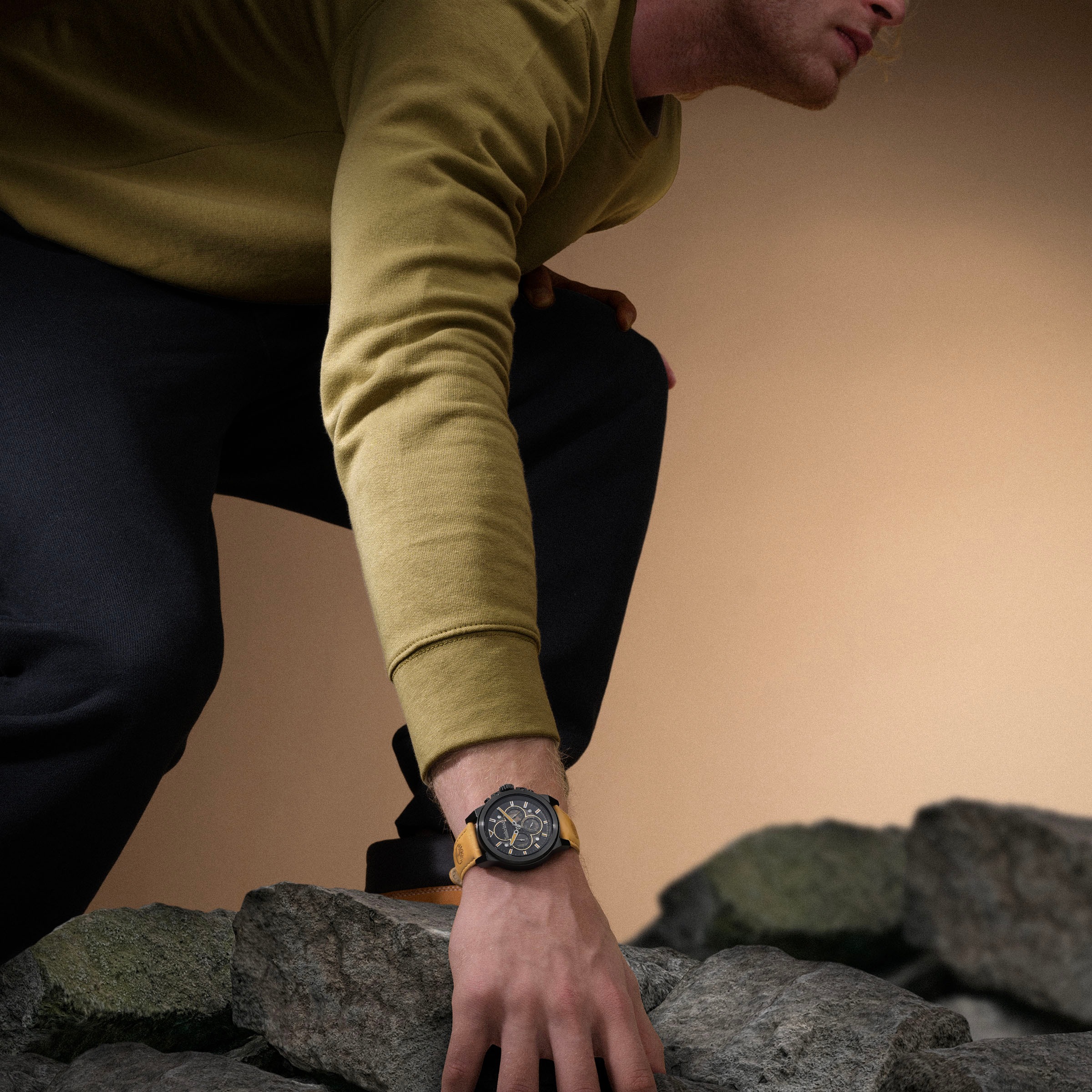 Timberland Chronograph »FAST STRIKE«, Quarzuhr, Armbanduhr, Herrenuhr, Lederarmband, Stoppfunktion, Datum