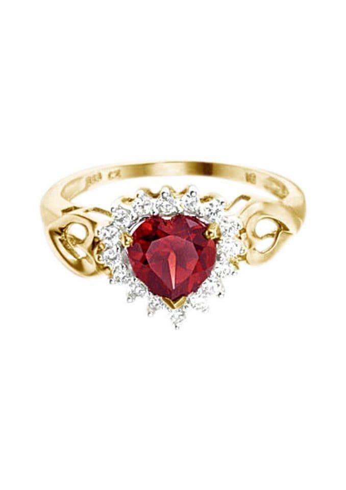 Firetti Fingerring »Schmuck Geschenk Gold 333 Damenring Goldring Edelstein Farbstein«, mit Granat, Zirkonia (synth.)