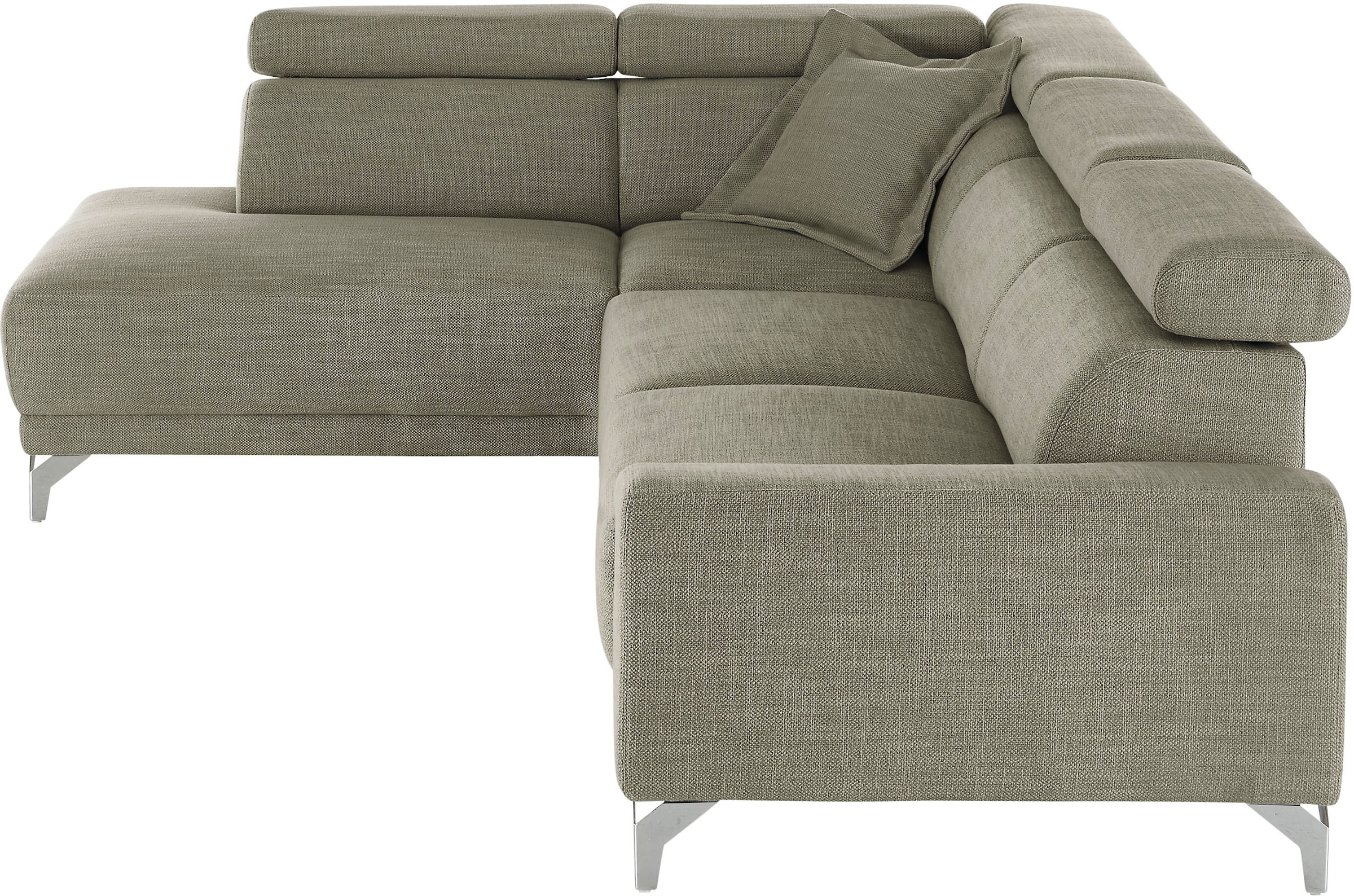 3C Candy Ecksofa »Greve Sofa immer mit manuelle Kopfteilverstellungen, modern, elegant« wahlweise motorischer Sitzvorzug, bequem und zeitlos, L-Form