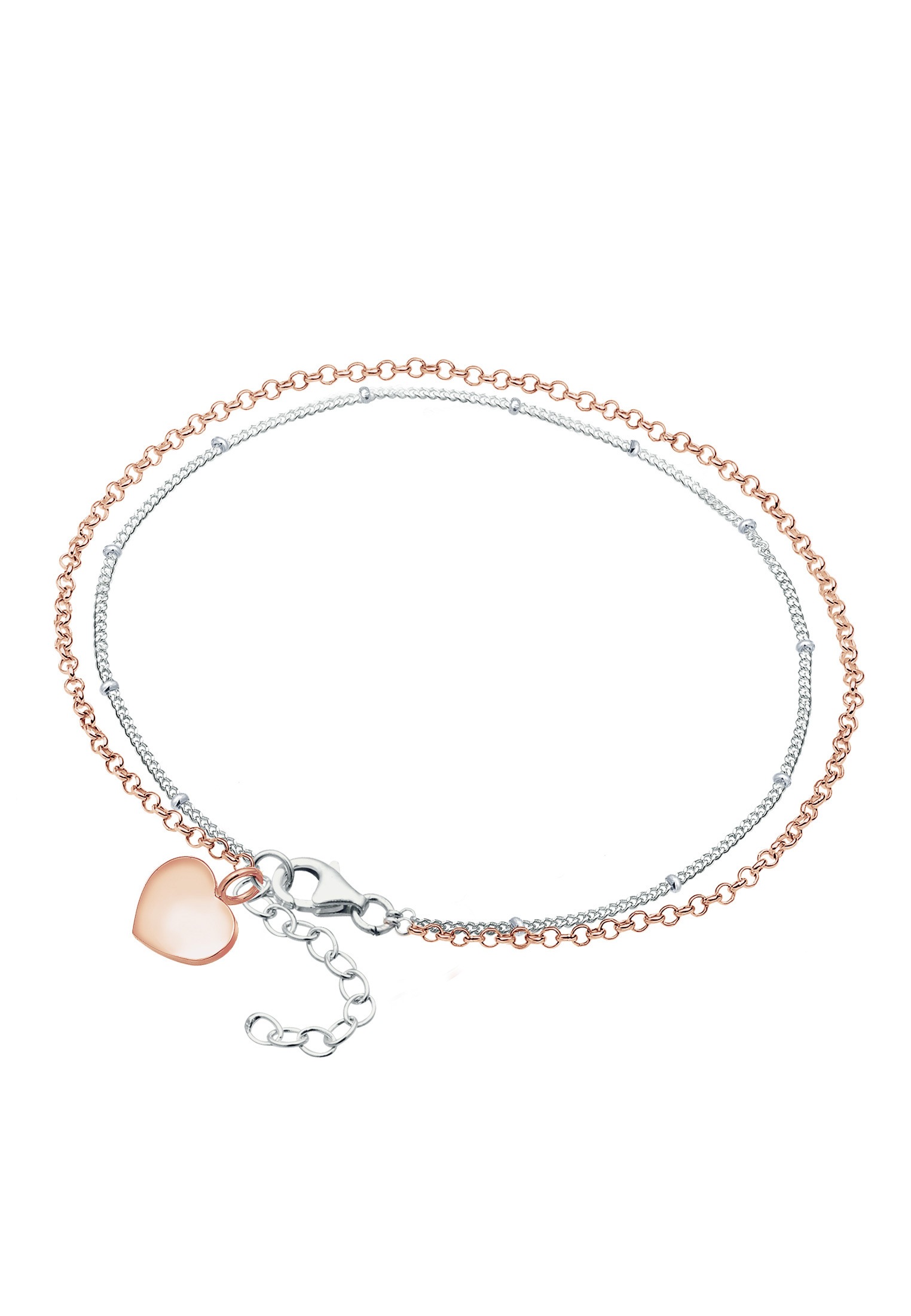 Elli Armkette »Armband Layer Herz Bicolor 925 Sterling Silber«