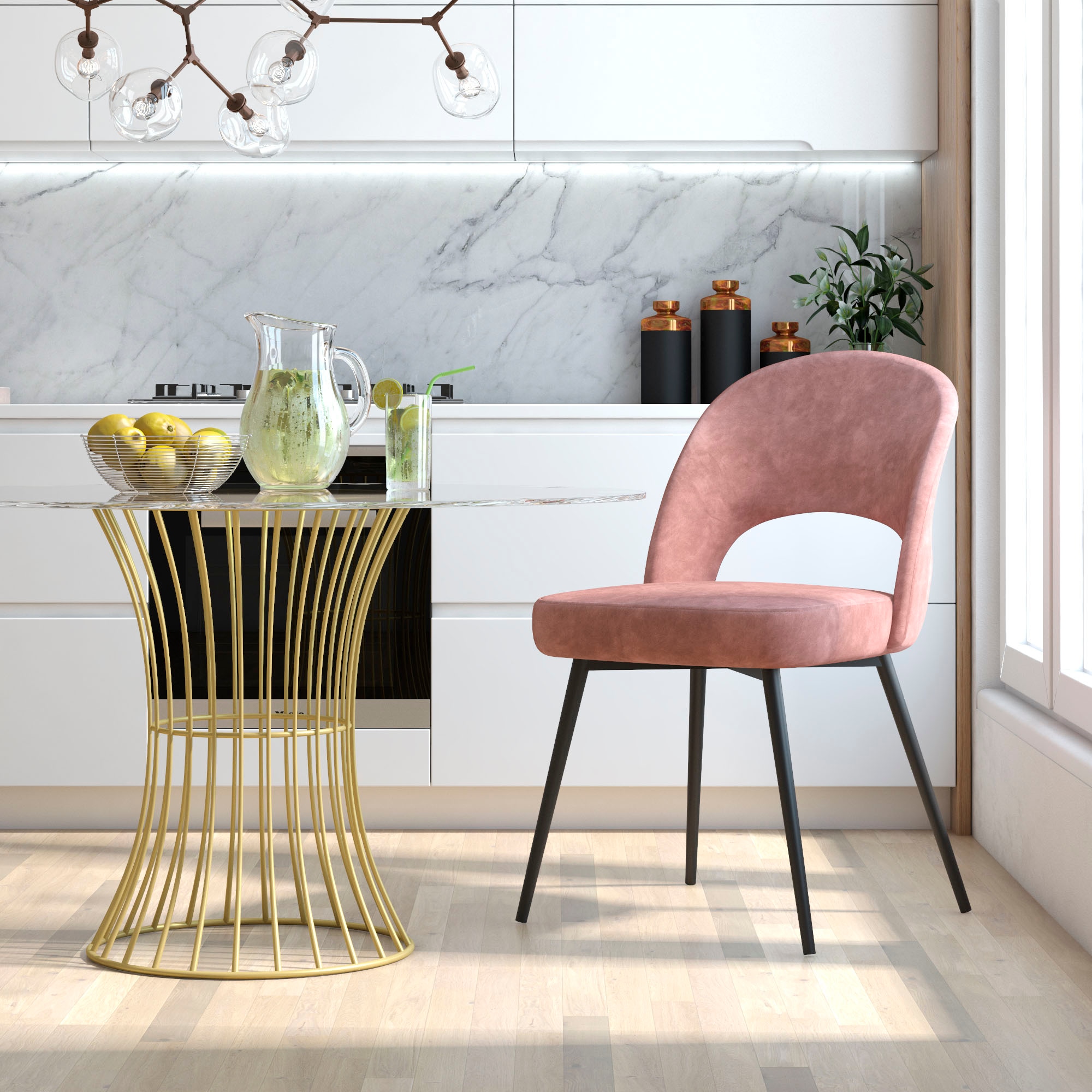 CosmoLiving by Cosmopolitan Esszimmerstuhl »Alexi«, 1 St., Veloursstoff, Metallgestell, verschiedene Farbvarianten erhältlich, Sitzhöhe 46 cm