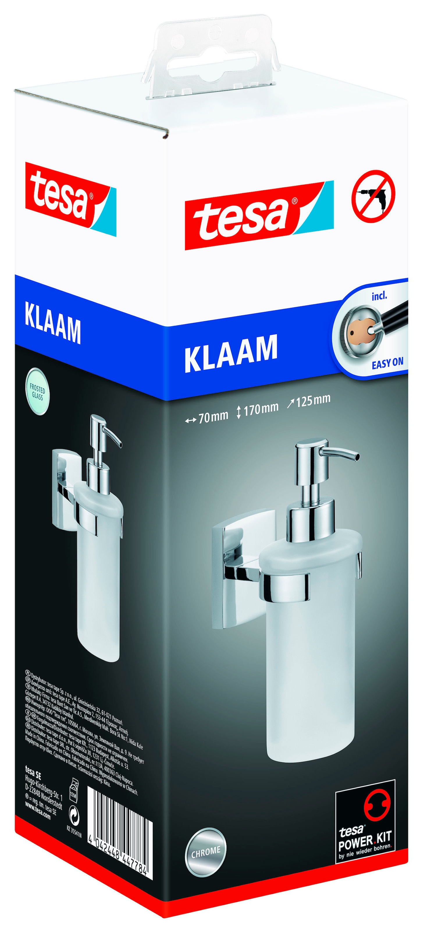 tesa Seifenspender »1x tesa klaam Design-Seifenspender« chrom-weiß 12,5 cm : 7 cm : 17 cm