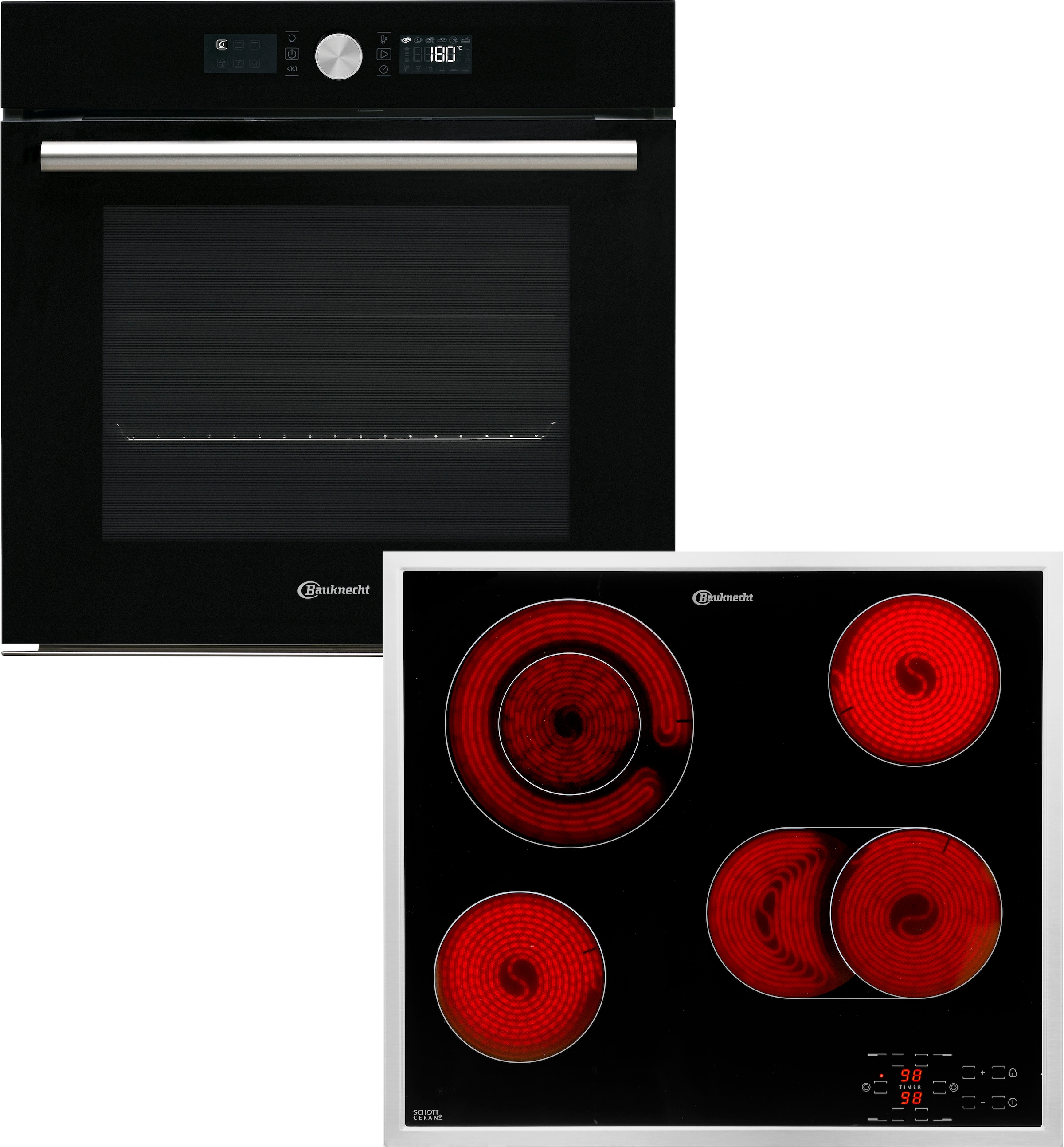 BAUKNECHT Backofen-Set »BIR4 DH8FS2 ES«, mit 2-fach-Teleskopauszug, Hydrolyse, (Set), PowerHeißluft