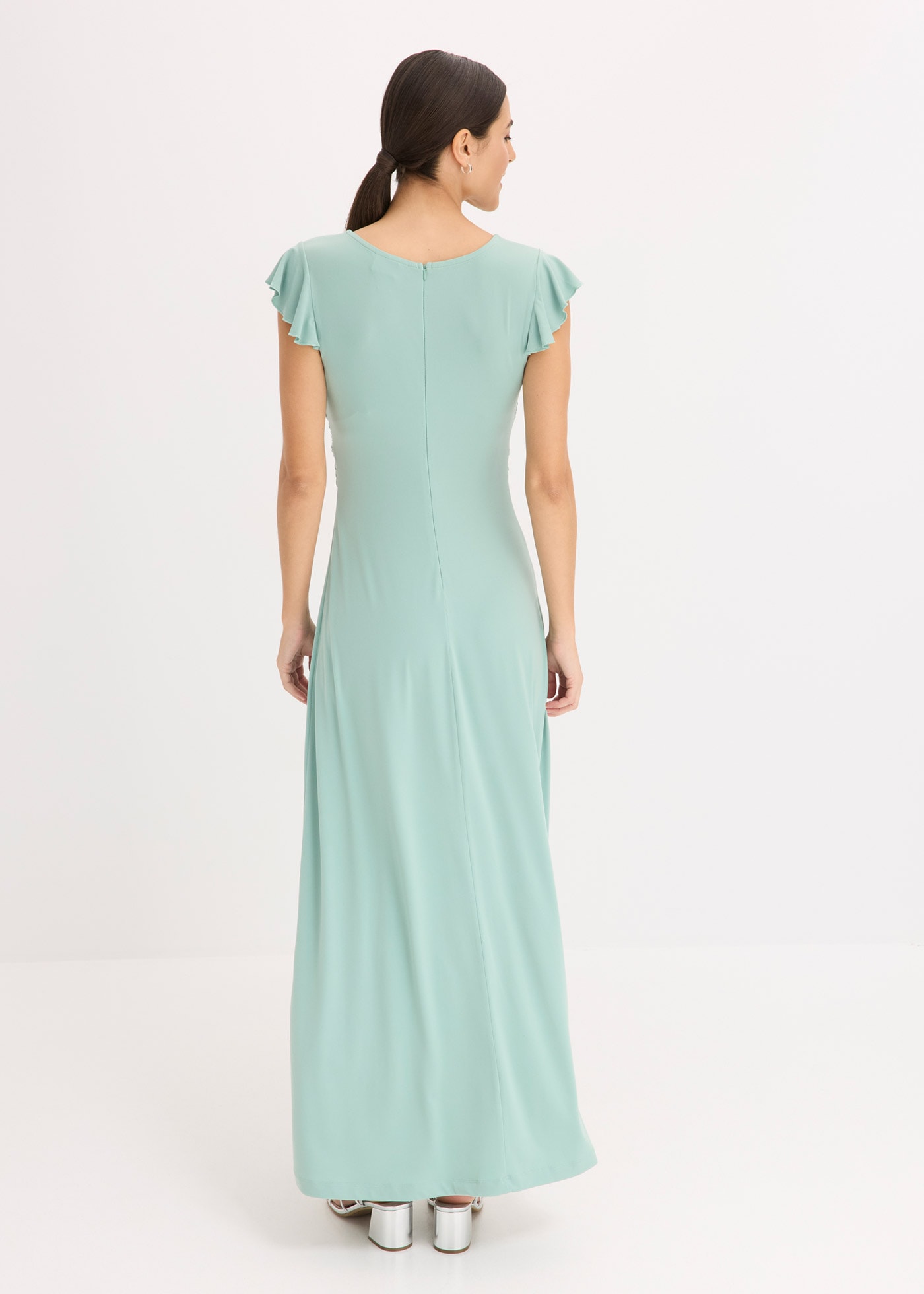 bonprix Maxikleid für festliche Anlässe, mit kurzem Arm und Mini-Flügelärmel