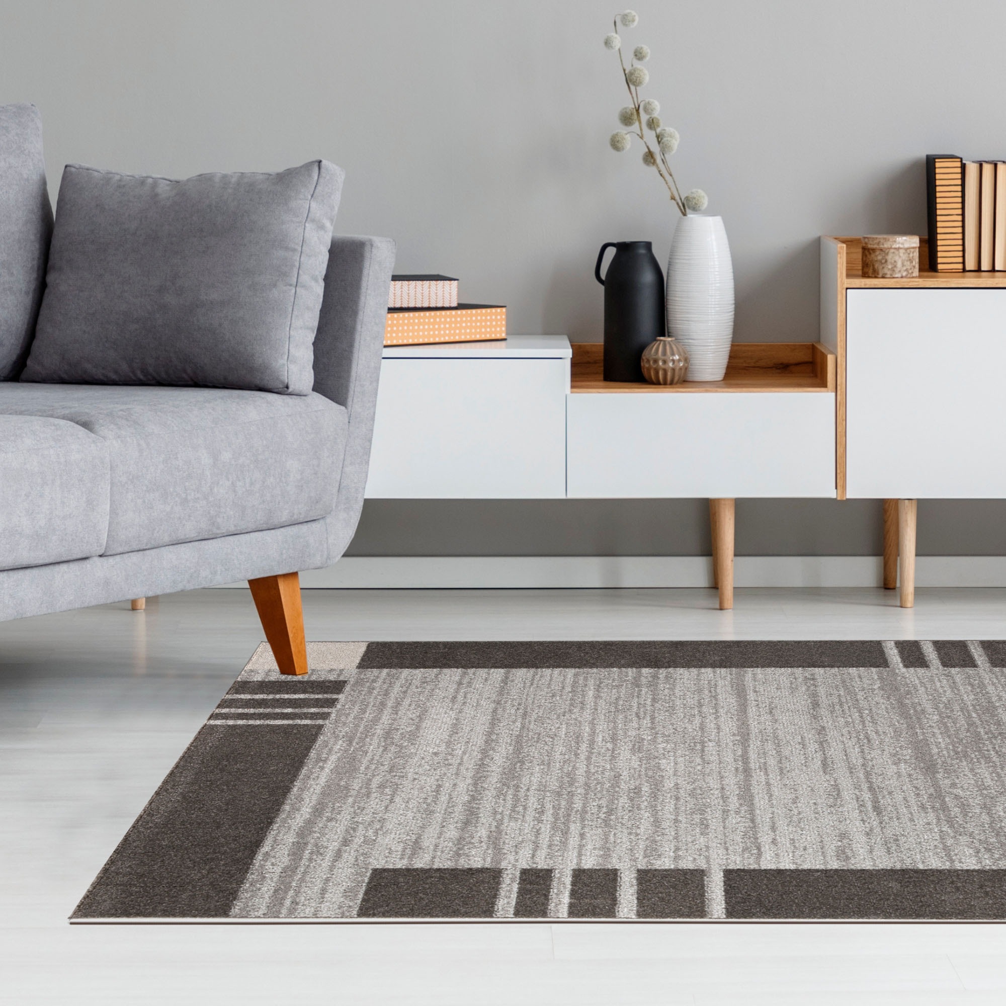 Andiamo Teppich »Sant Jordi« rechteckig 7 mm Höhe Kurzflor, modernes Design, mit Bordüre