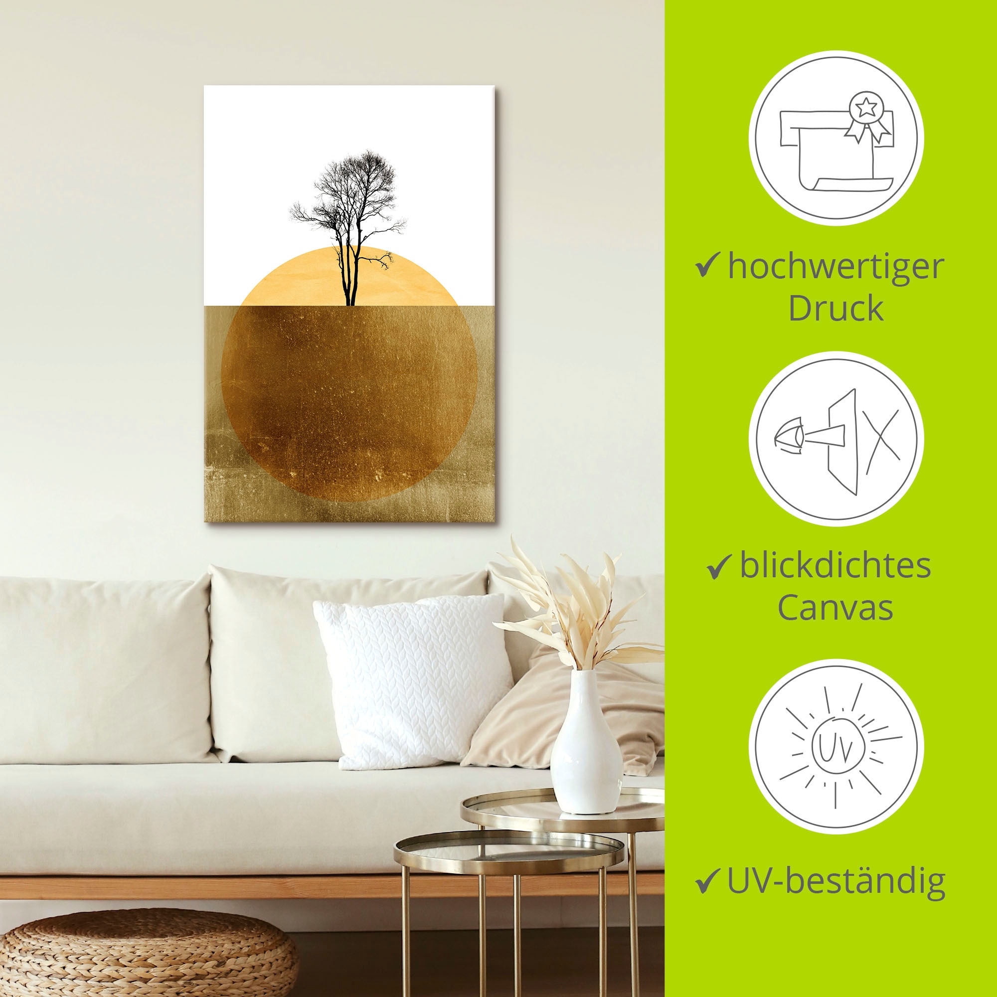 Artland Leinwandbild »Goldener Ozean« Meer Bilder 1 Stk. tlg. auf Holzrahmen gespannt