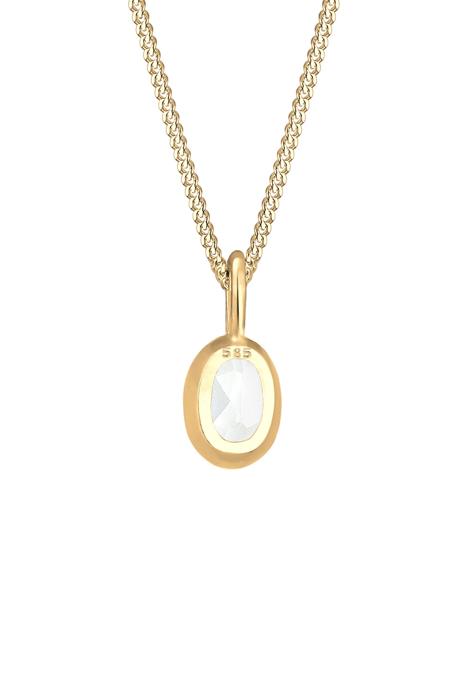 Elli Premium Silberkette »Halskette Basic Geo Oval Topas Edelstein 585 Gelbgold«