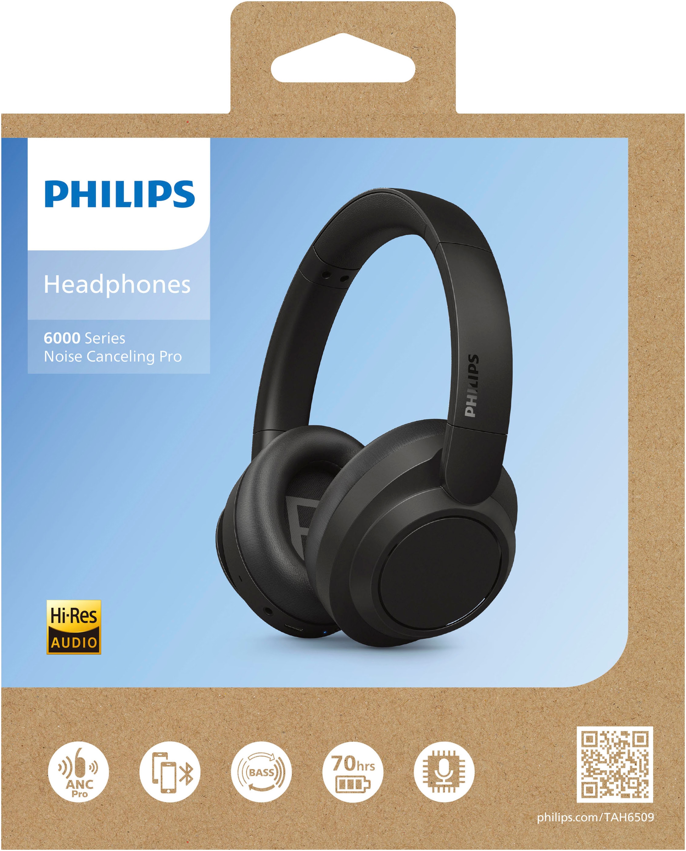 Philips Over-Ear-Kopfhörer »TAH6509BK«, Bluetooth, Active Noise Cancelling (ANC)