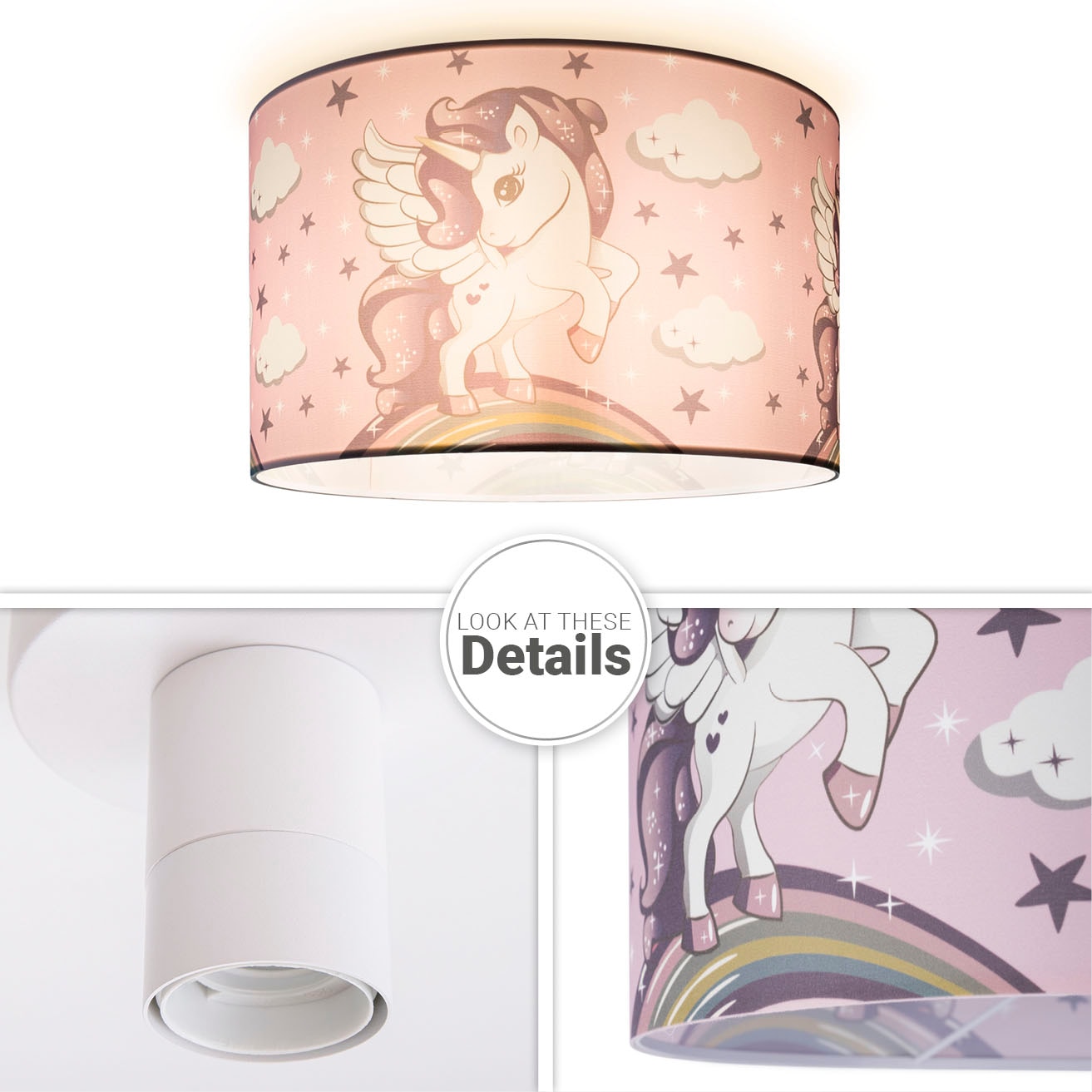 Paco Home Deckenleuchte »Hugo Cosmo 213«, Kinderlampe LED Kinderzimmer  Lampe Mit Einhorn, E27 online kaufen | mit 3 Jahren XXL Garantie