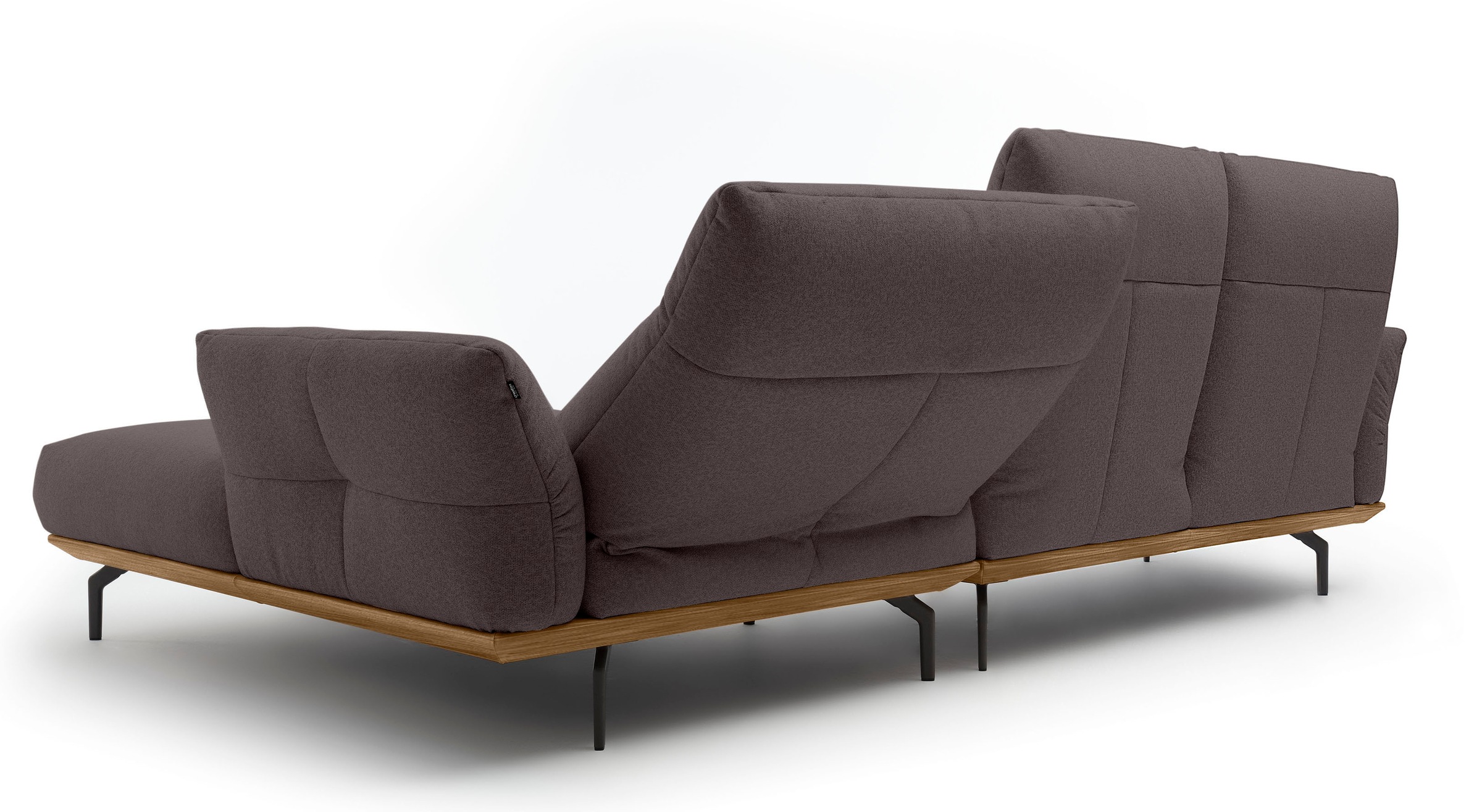 Creation BY ROLF BENZ Ecksofa »CR.460« Sockel in Nussbaum, Winkelfüße in Umbragrau, Breite 298 cm