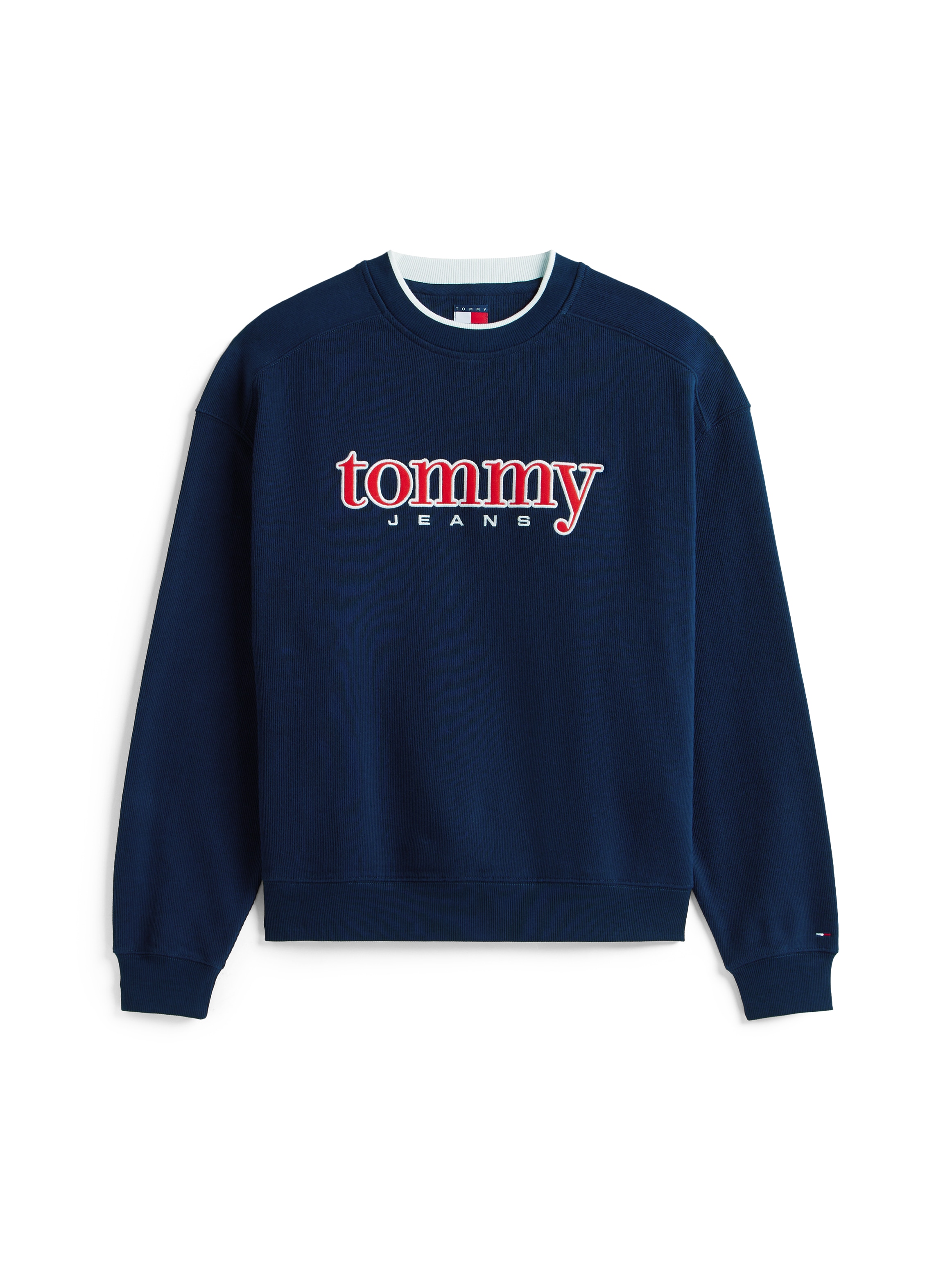 Tommy Jeans Sweatshirt »TJM 90S TEXTURE GRAPHIC CREW«, gerippter Rundhals, regular fit
