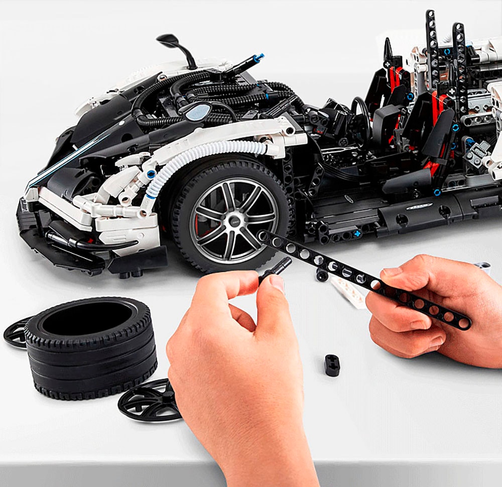 Jamara Konstruktions-Spielset »Pagani Huayra BC 1:8 weiss Bricks«, (2892 St.), im Maßstab 1:8, offiziell lizensiert