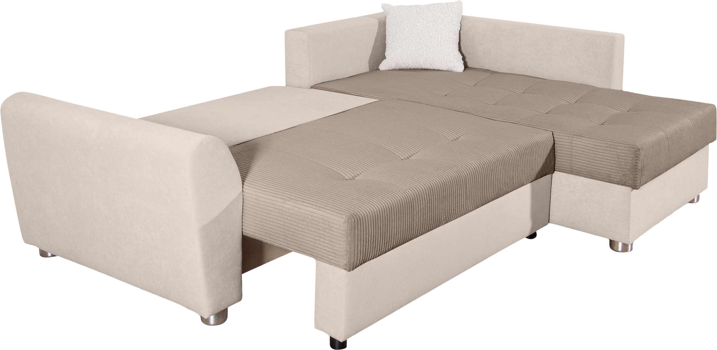 COLLECTION AB Ecksofa »Jana L-Form«, inkl. Bettfunktion,Bettkasten und Bonnelfederkern