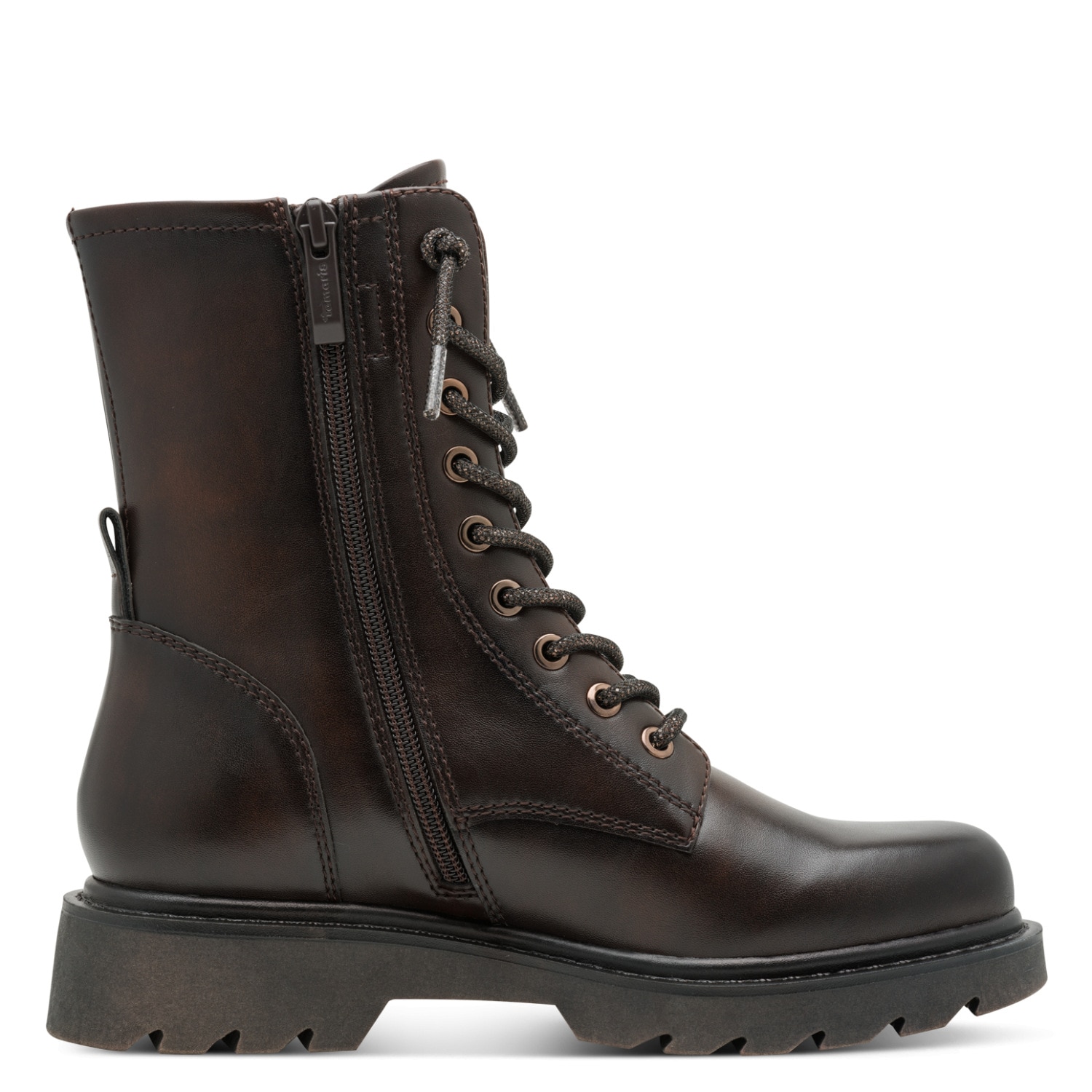 Tamaris Schnürstiefelette  Blockabsatz, Schnürboots mit glänzenden, elastischen Schnürsenkeln
