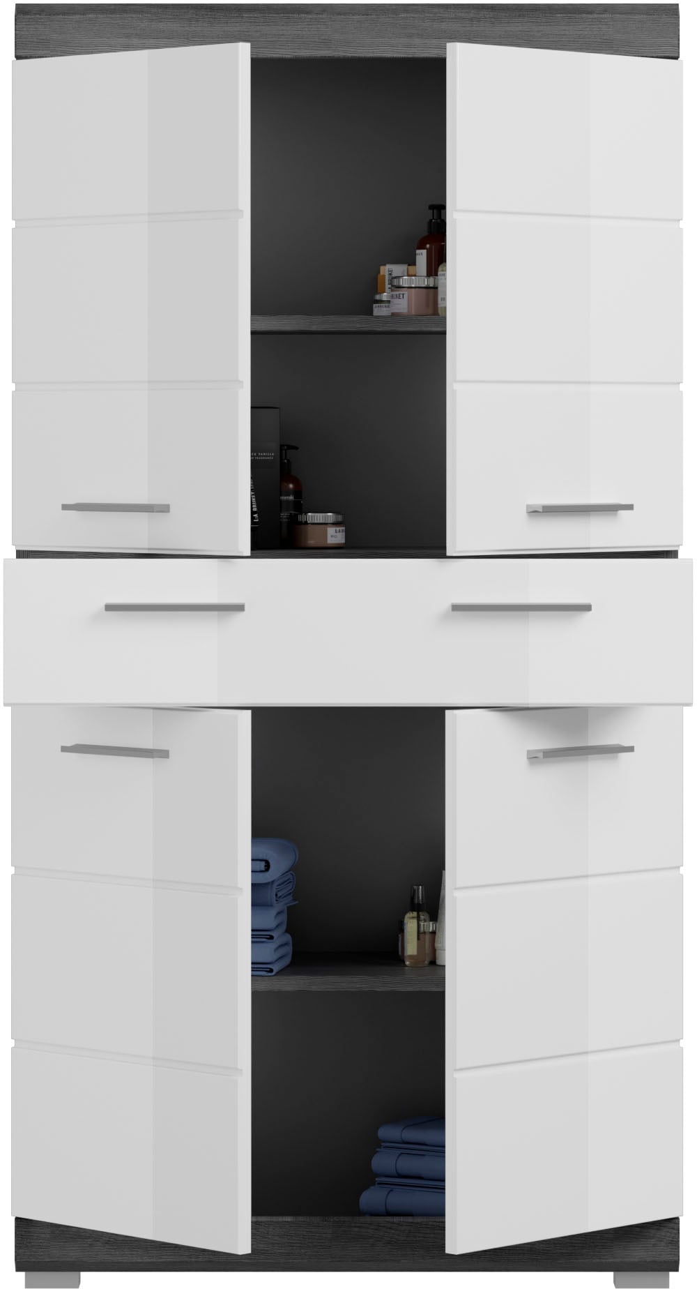 welltime Midischrank »SIENA, Breite 74cm, 4 Türen, 1 Schubkasten, 4 Fächer, MDF-Front« TOPSELLER!,  in verschiedenen Farben erhältlich, Badmöbel, Badschrank, Schrank, Bad