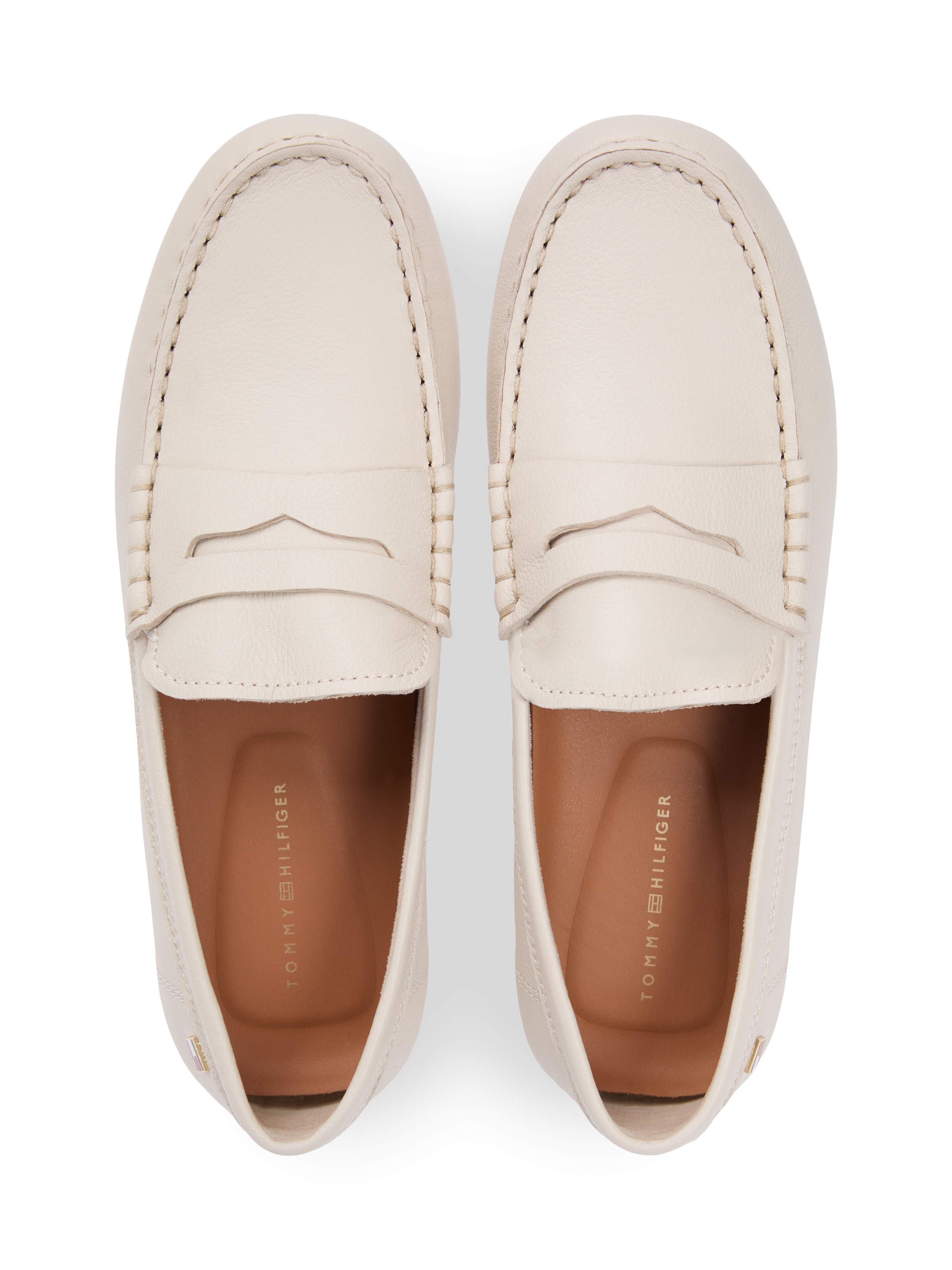 Tommy Hilfiger Slipper »FLAG LEATHER DRIVER LOAFER«  Halbschuh, Schlupfschuh mit modischer Ziersteppung