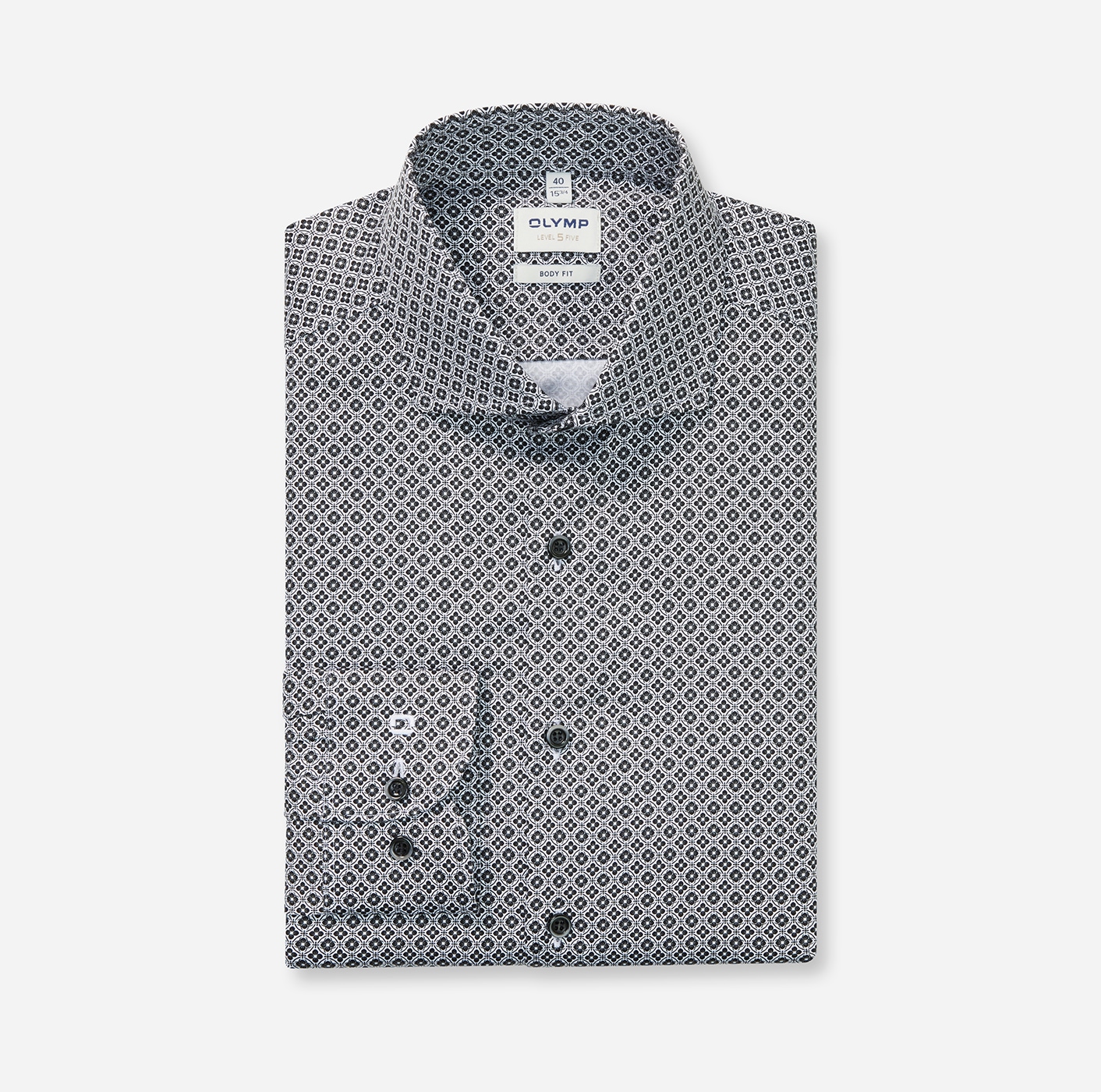 OLYMP Langarmhemd »Level 5« Businesshemd, Royal-Kentkragen, gemustert, body fit