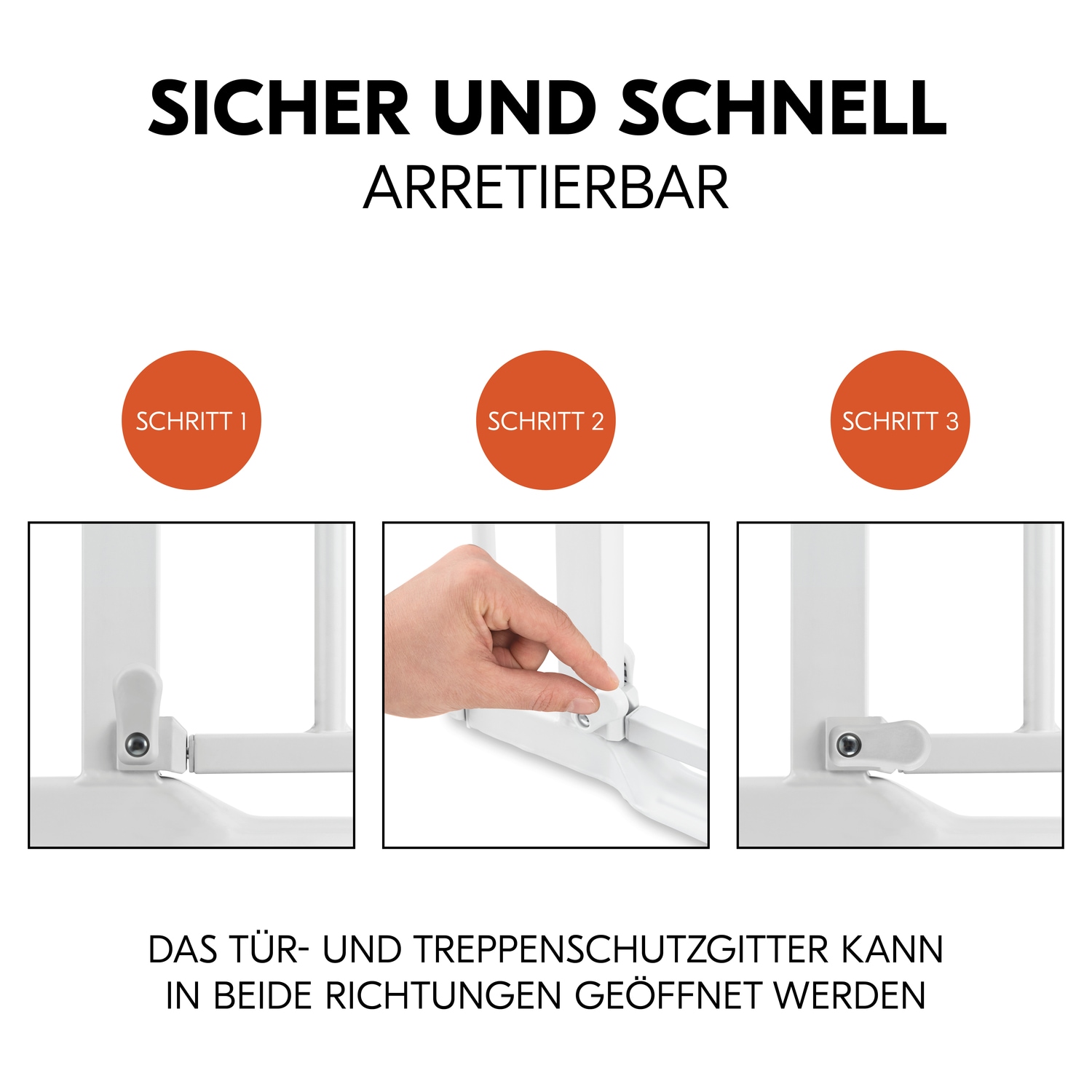 Hauck Türschutzgitter »Clear Step Autoclose 2 Set inklusive Verlängerung 21 cm, White«, auch als Treppenschutzgitter verwendbar; 96-101 cm; flacher Durchgang