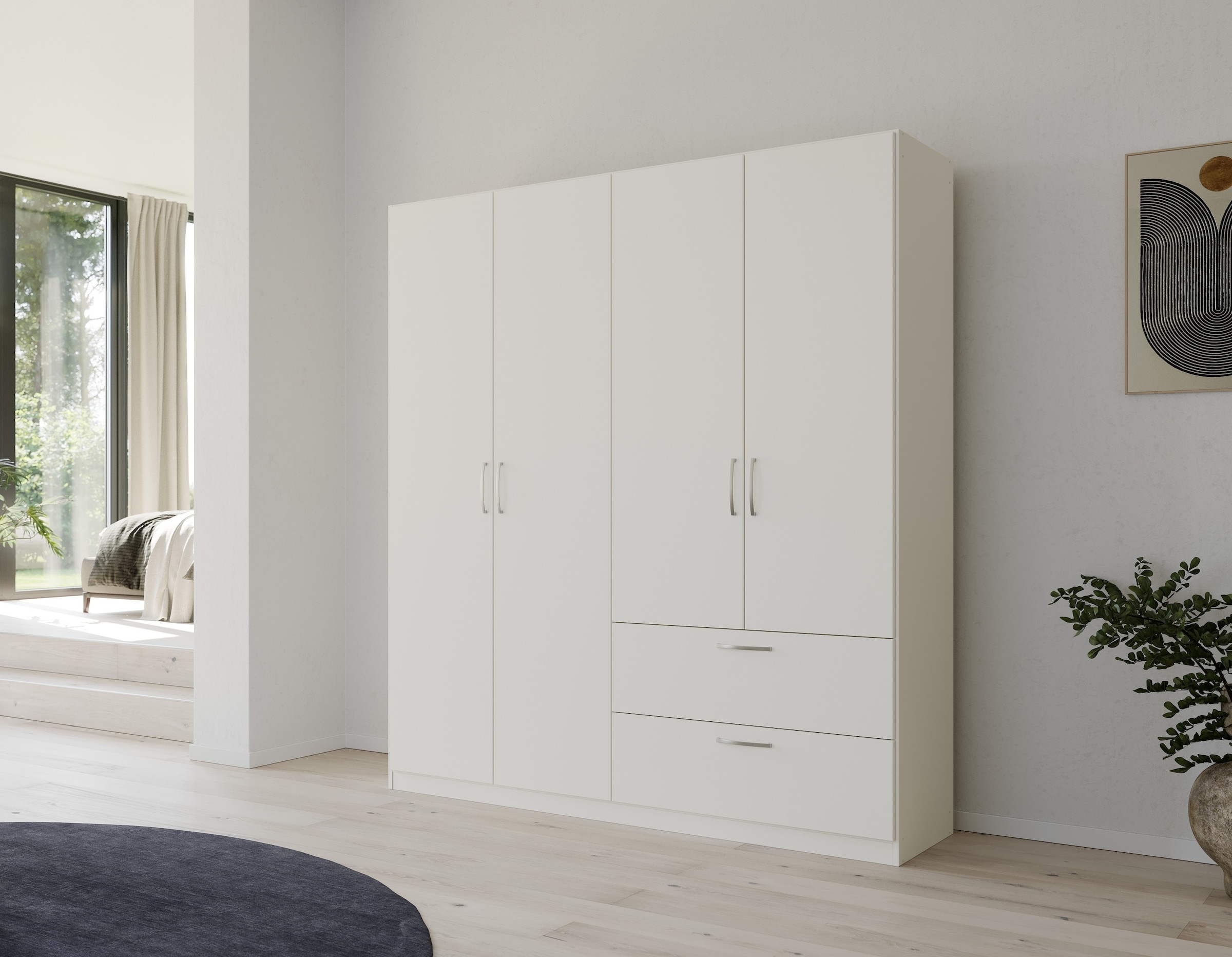 rauch Drehtürenschrank »Kleiderschrank Schrank Garderobe Ankleide PURE BY QUADRA SPIN« Breiten: 181/226/271 cm, Höhe 210 cm,  in puristischem Design mit Griffen in Alufarben MADE IN GERMANY