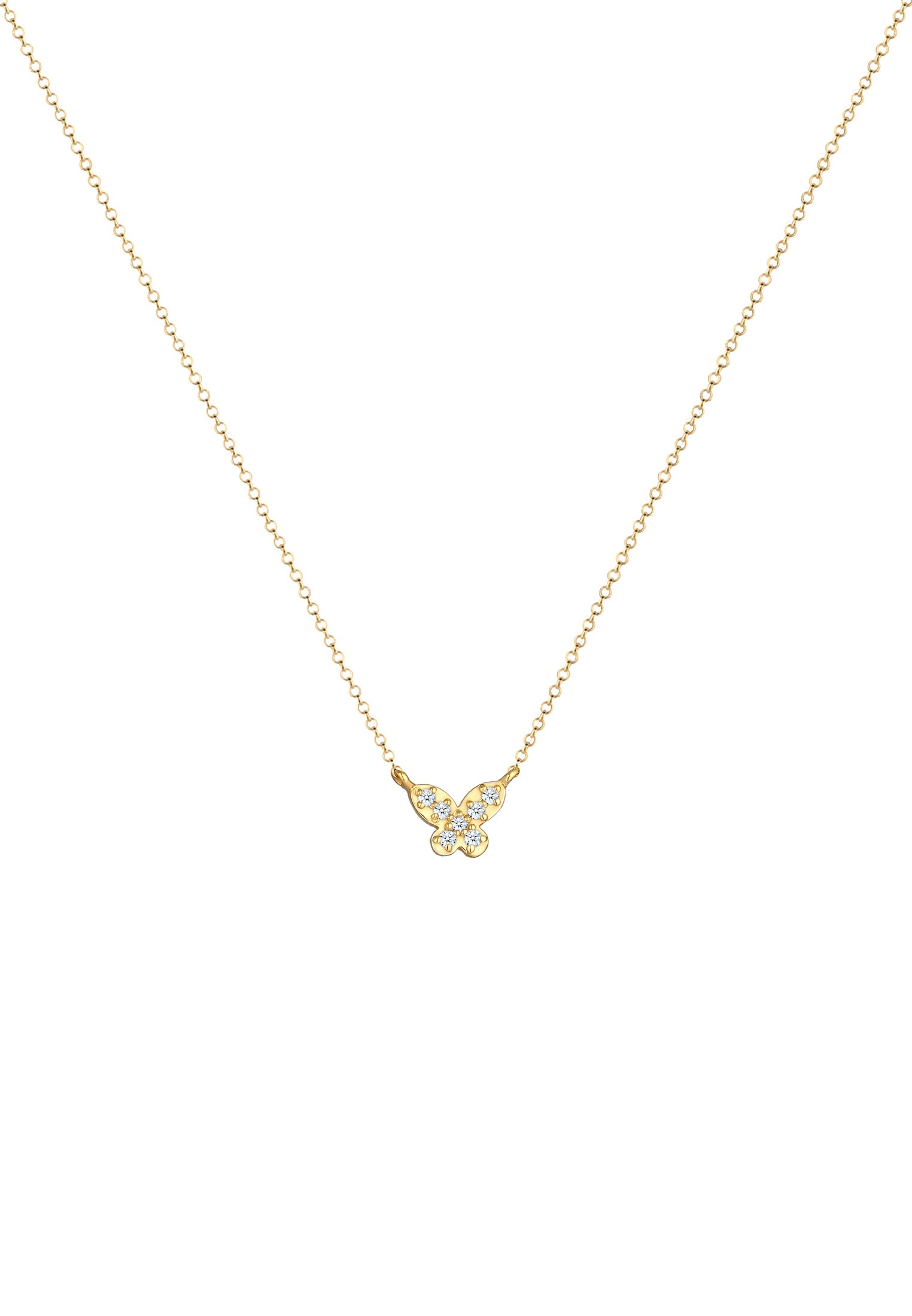 Elli DIAMONDS Silberkette »Halskette Schmetterling Diamanten (0.11 ct) 925 Silber«