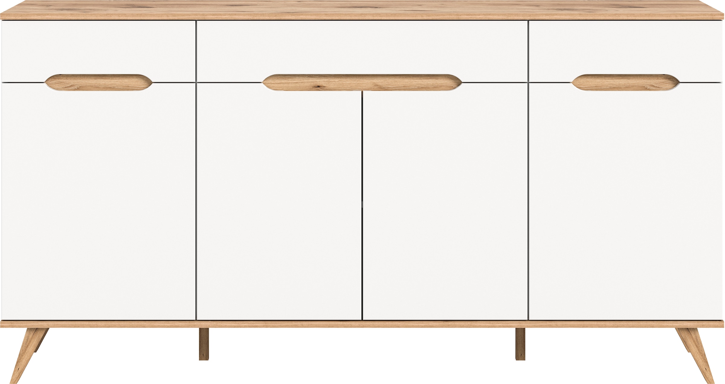 Home affaire Sideboard »Alesund, Breite 185 cm, 4 Türen, 1 Schubkasten, konischer Fuß«, Scandi-Look, Anrichte, Schrank, Kommode, Wohnmöbel, Wohnzimmer