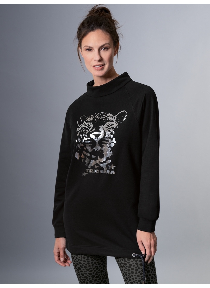 Sweatshirt »TRIGEMA Longshirt mit schimmerndem Leo-Print«