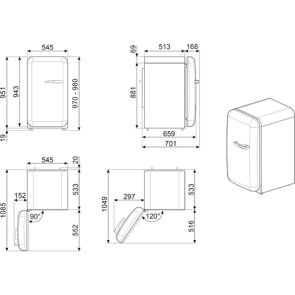 Smeg Kühlschrank »FAB10«, FAB10LOR5, 97 cm hoch, 54,5 cm breit