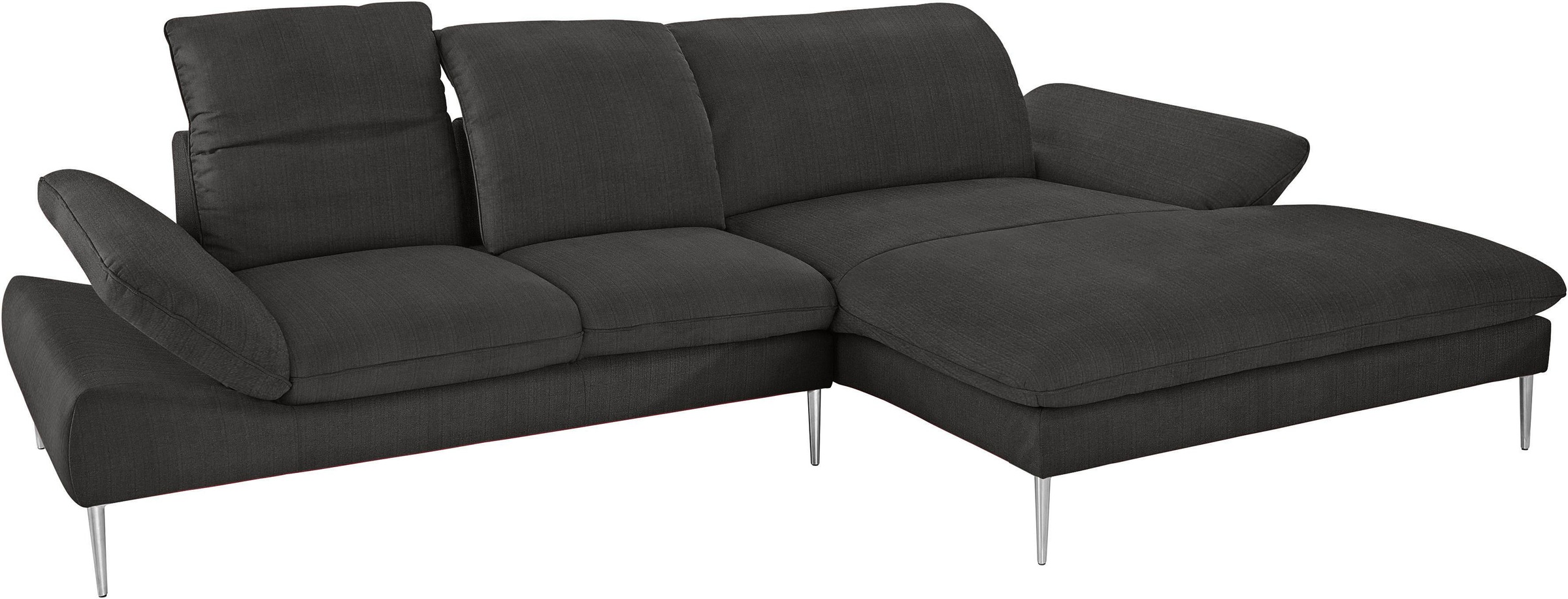W.SCHILLIG Ecksofa »enjoy&MORE, Designsofa, elegant und bequem, L-Form« mit Sitztiefenverstellung, Füße Chrom glänzend, Breite 310 cm