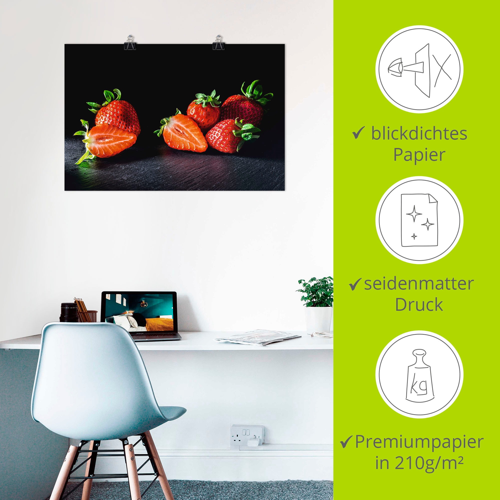 Artland Wandbild »Erdbeeren, süß und fruchtig«, Obst Bilder, (1 St.), als Leinwandbild, Poster in verschied. Größen