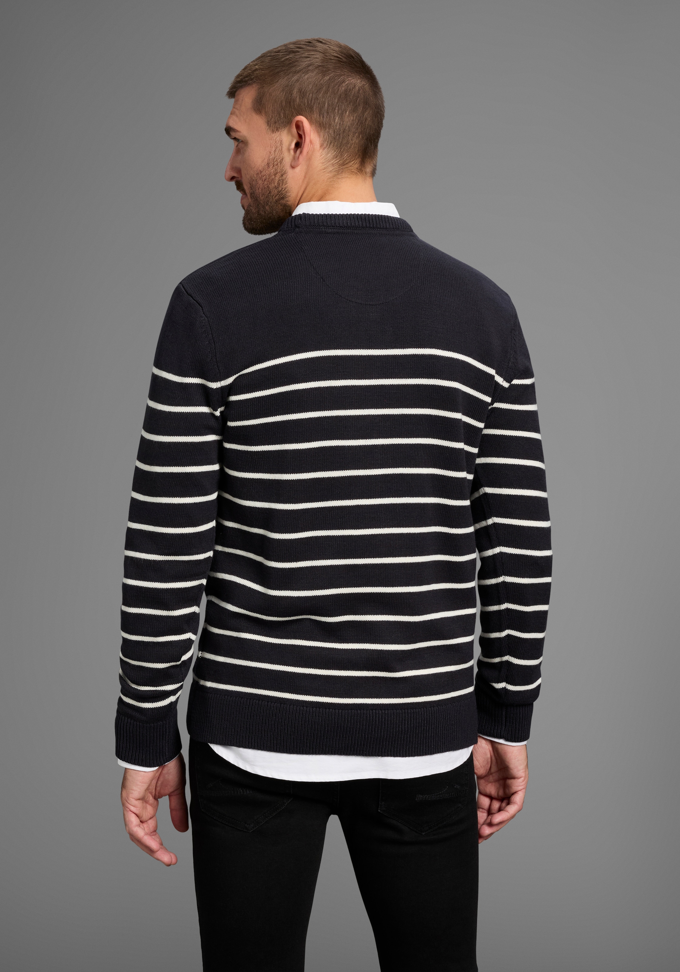 DELMAO Streifenpullover »Bis Größe 3 XL« im maritimen Stil - NEUE KOLLEKTION