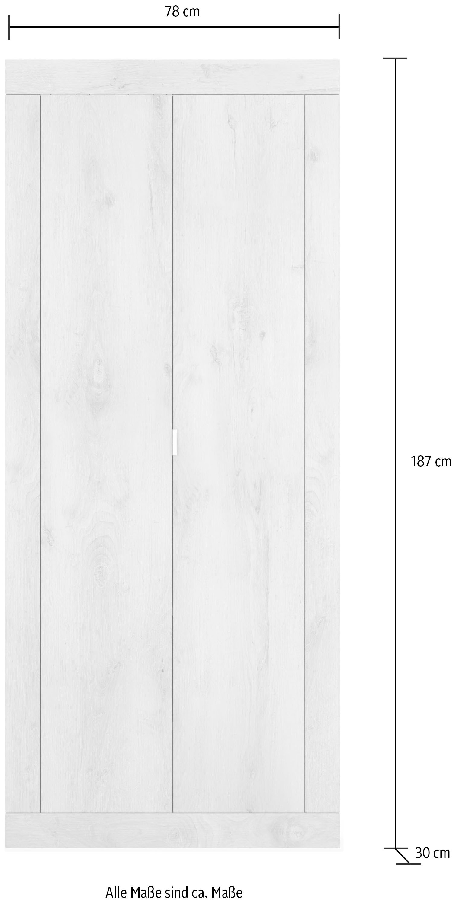 INOSIGN Garderobenschrank »Basic Breite 78, Höhe 187 cm, moderne Rahmenoptik,«, Metallgriff, Kleiderstange, 2 Einlegeböden