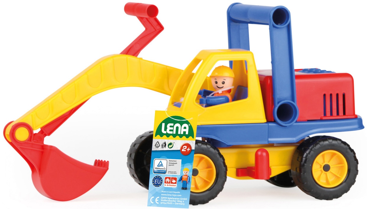 Lena® Spielzeug-Bagger »Aktive«, mit beweglichem Baggerarm und verstellbarem Fahrgestell