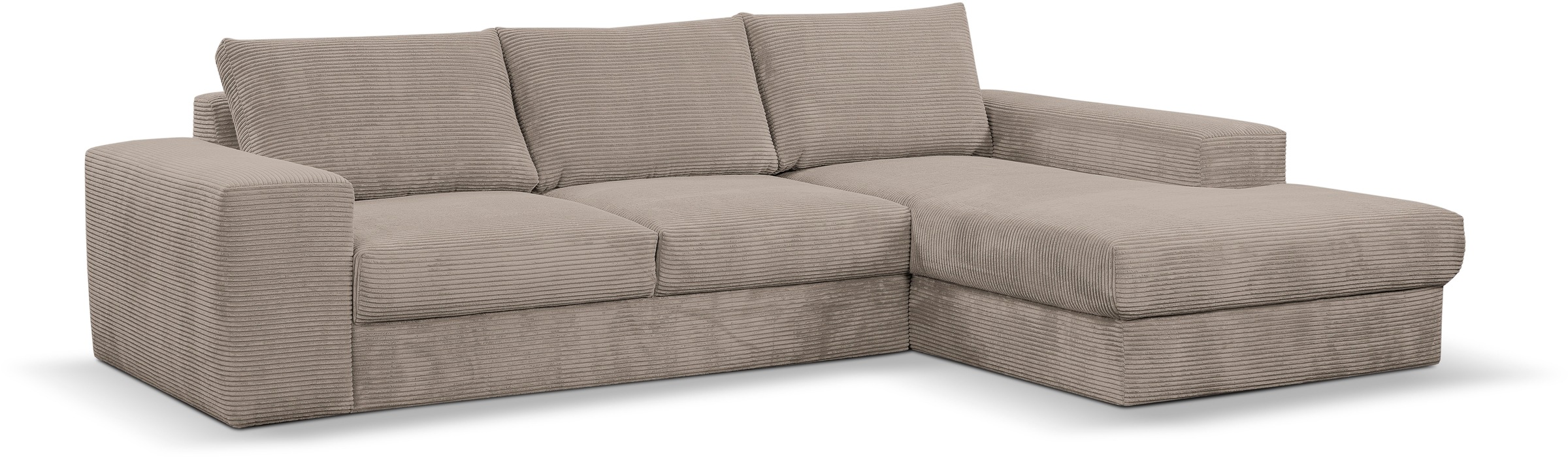 WERK2 Ecksofa »Rozzana Design Ecksofa mit hohem Komfort, zeitlos & elegant,  L-Form,« in kuschelweichen Trendstoffen Cord, Breitcord und Plüsch