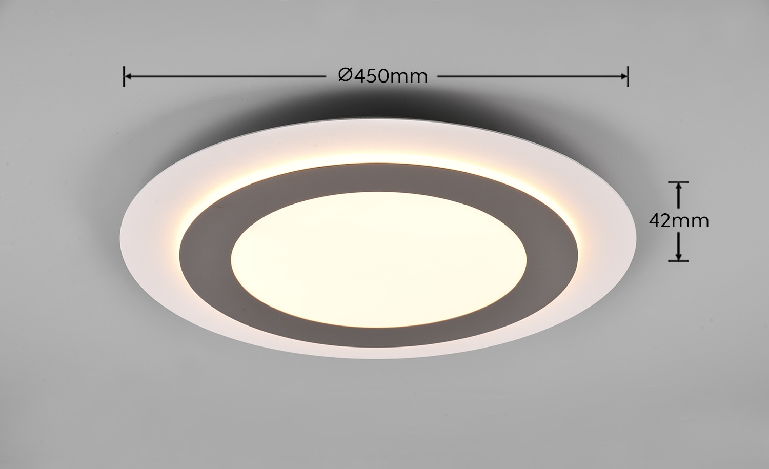 TRIO Leuchten LED Deckenleuchte »MORGAN, runde Deckenlampe Ø 45cm, dimmbar, CCT, Memoryfunktion, Timer« LED-Board 1 Stk. warmweiß - kaltweiß Nachtlicht, 42W 5600 Lumen, 2700-6500 Kelvin, inkl Fernbedienung
