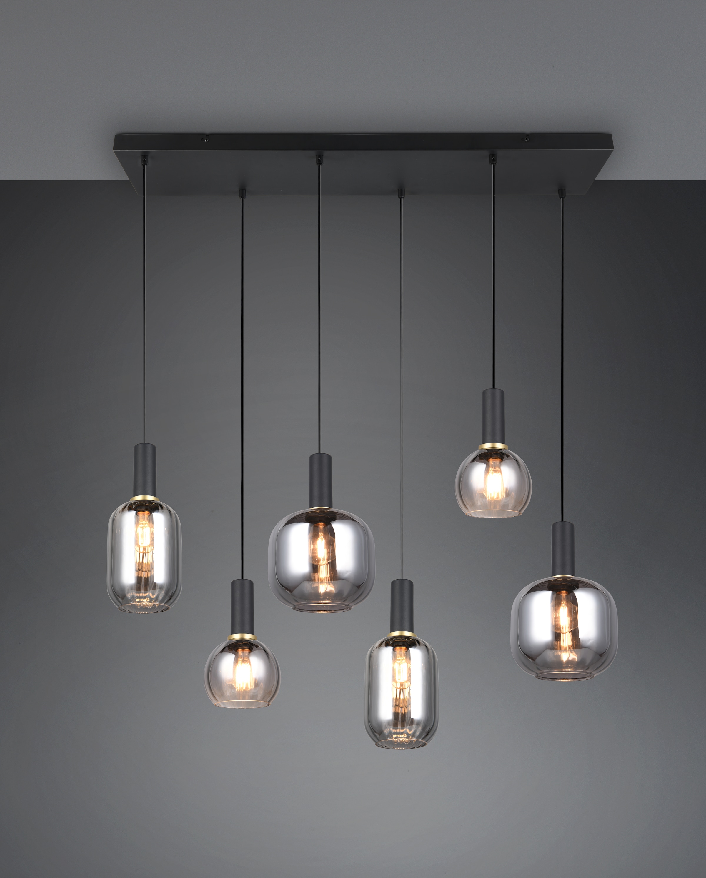 TRIO Leuchten Pendelleuchte »DIVA, E27 Hängelampe 6-flammig mit Glasschirm, exkl 6xE27 max 10W« E27 1 Stk. warmweiß - kaltweiß höhenverstellbar bis max 150cm Hängeleuchte 92x35 cm Wohnzimmer Küche