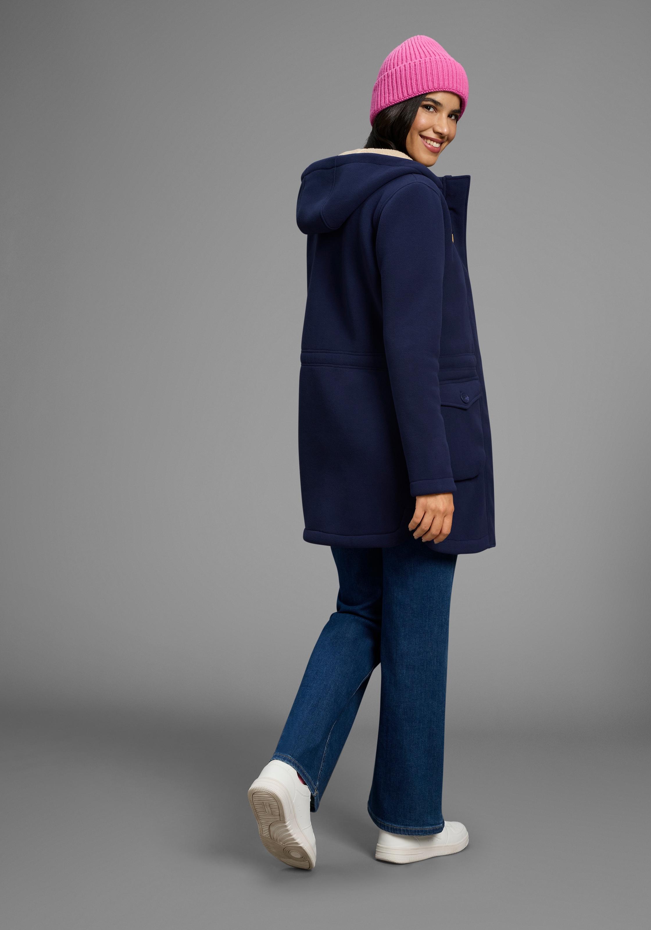 Polarino Fleecejacke, mit Kapuze, Fleece Jacke, innen mit Sherpa Fleece, Teddy Fell Imitat